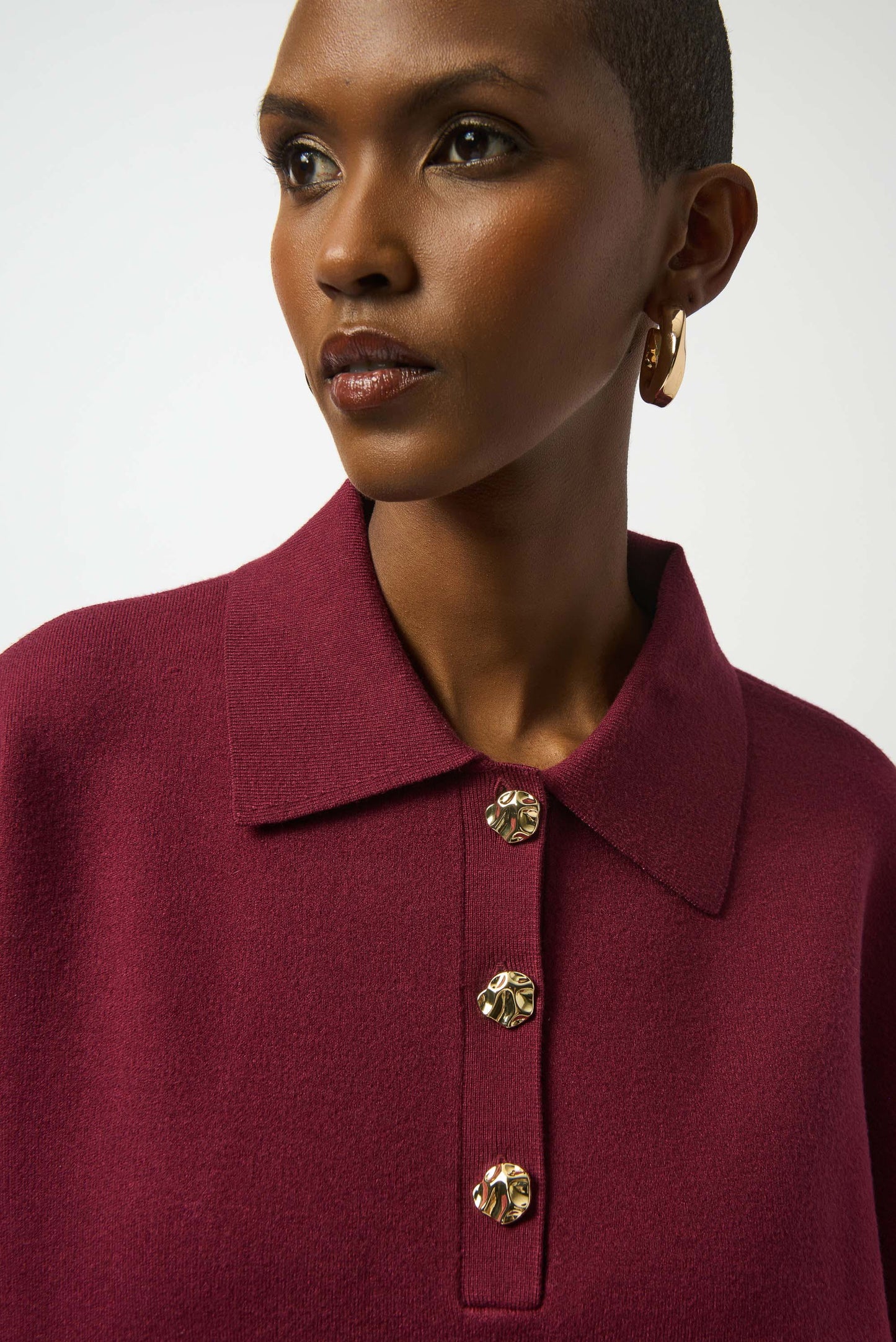 Knit Boxy Pullover With Polo Collar Sweater. Style JR253962