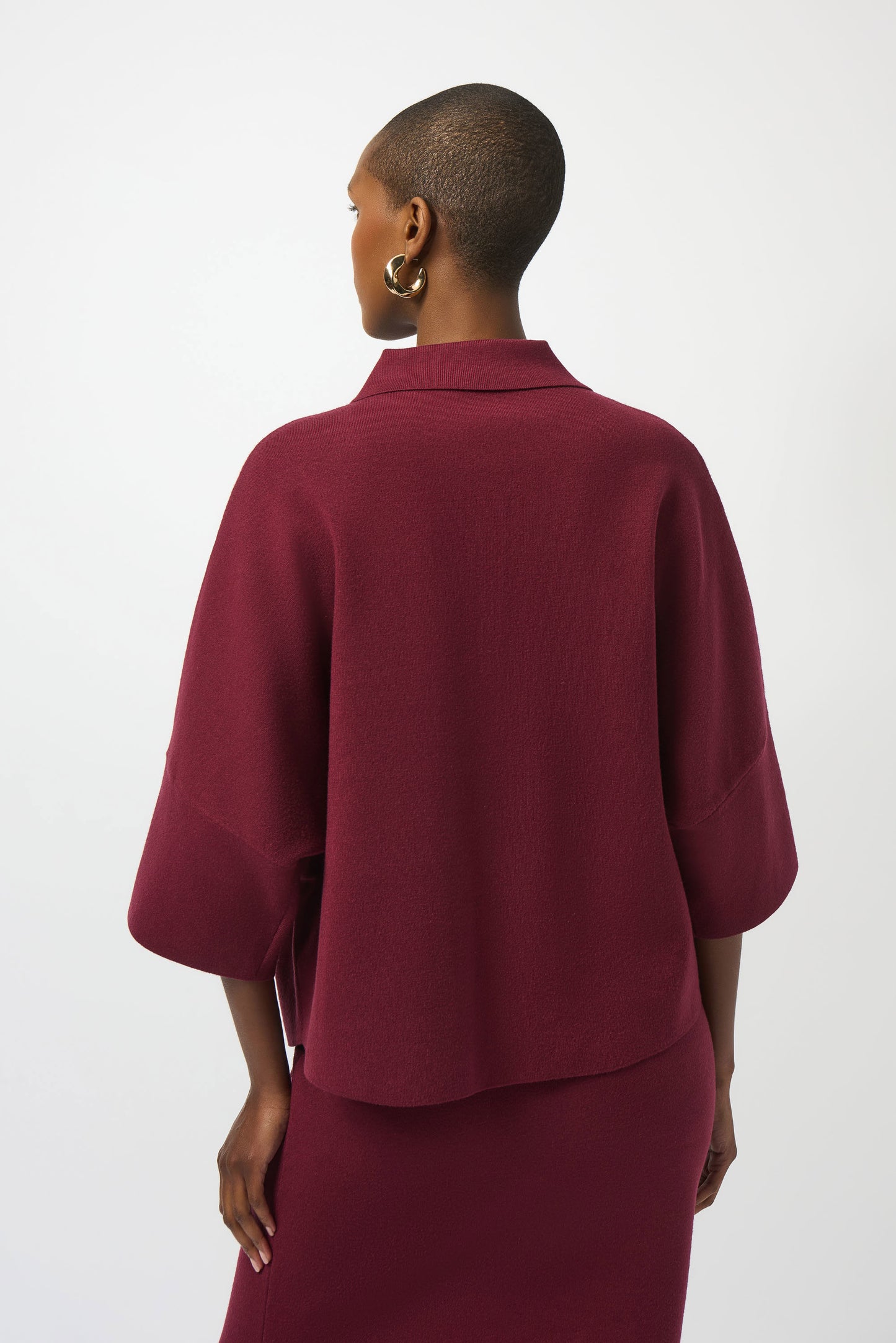 Knit Boxy Pullover With Polo Collar Sweater. Style JR253962