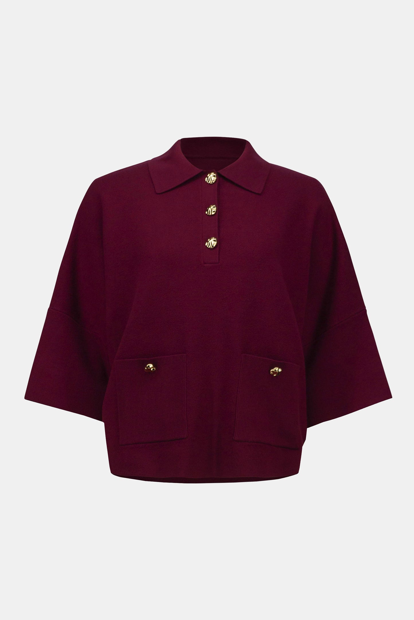 Knit Boxy Pullover With Polo Collar Sweater. Style JR253962