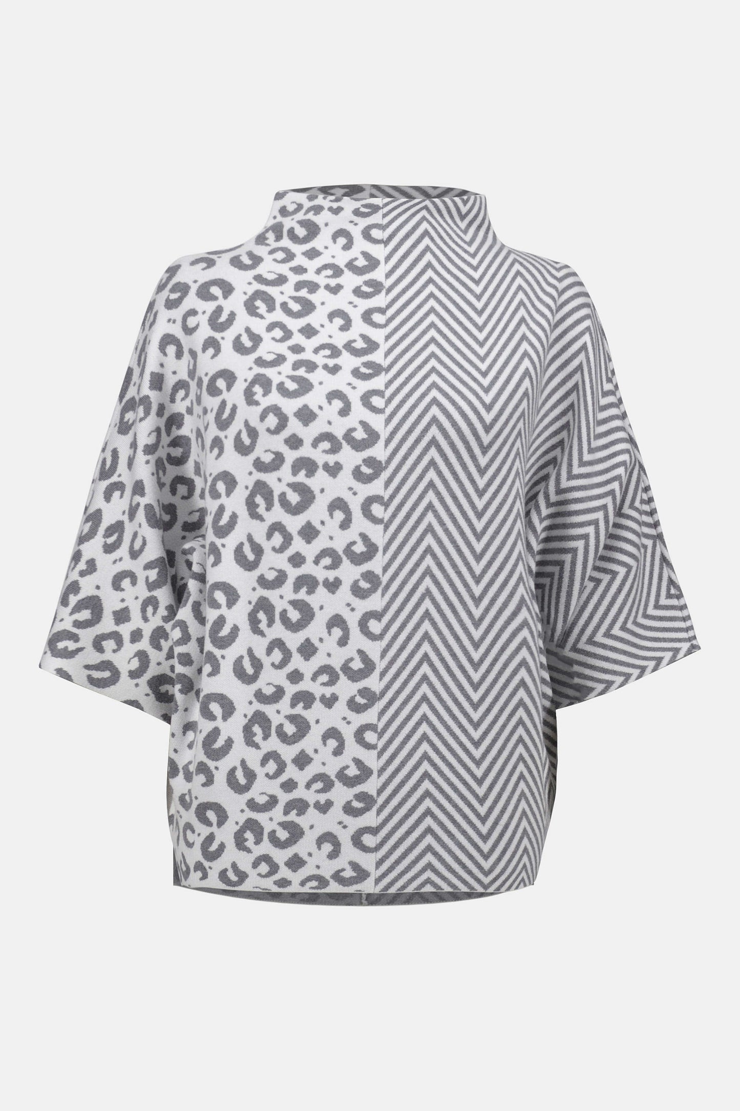 Jacquard Knit Mixed Print Boxy Sweater. Style JR253981