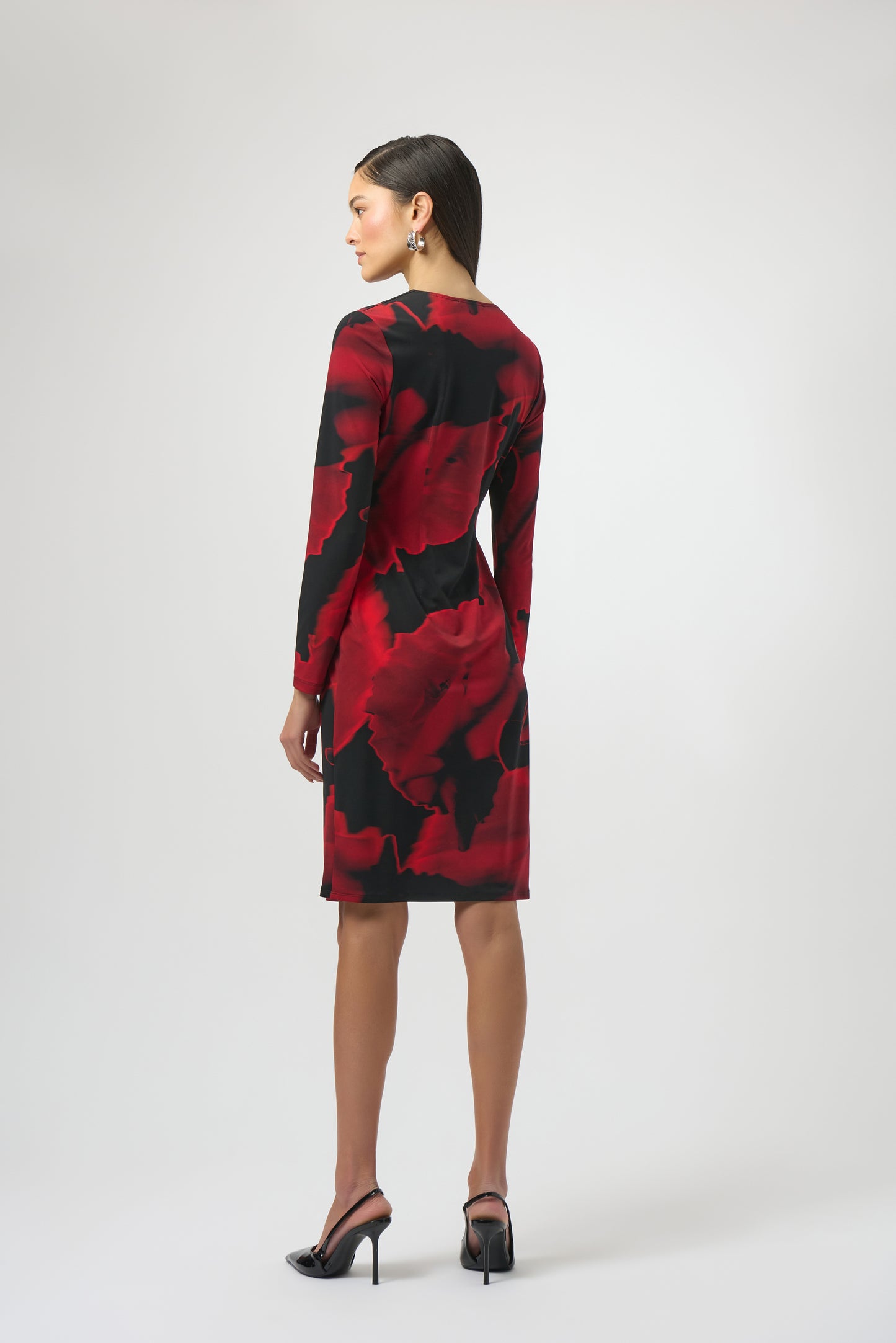 Silky Knit Abstract Print Wrap Dress. Style JR254088