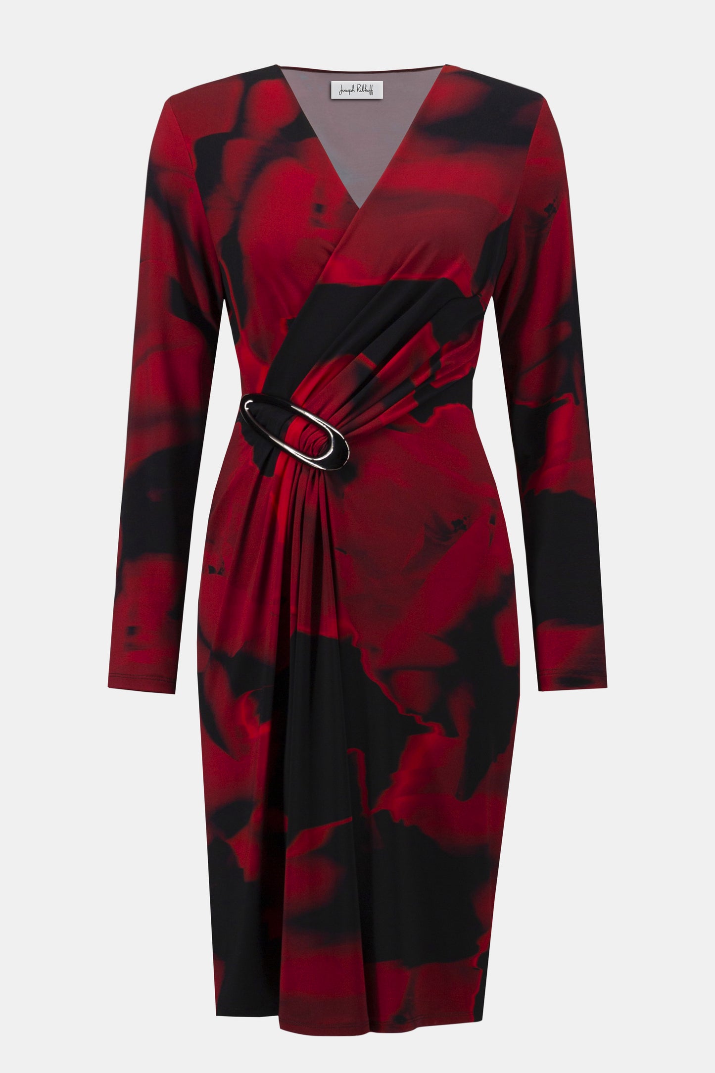 Silky Knit Abstract Print Wrap Dress. Style JR254088