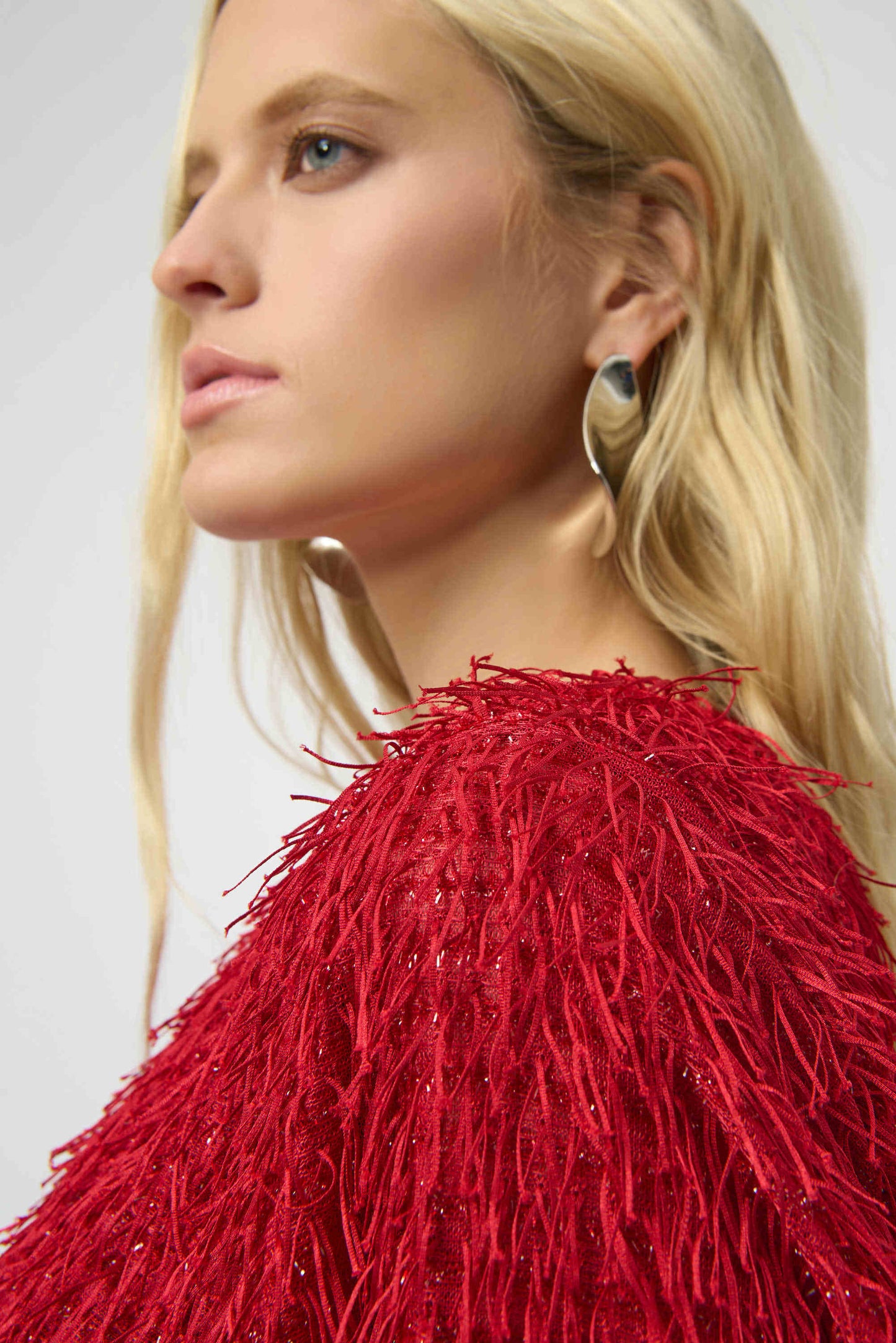 Red Eyelash Fringe Boxy Top. Style JR254105