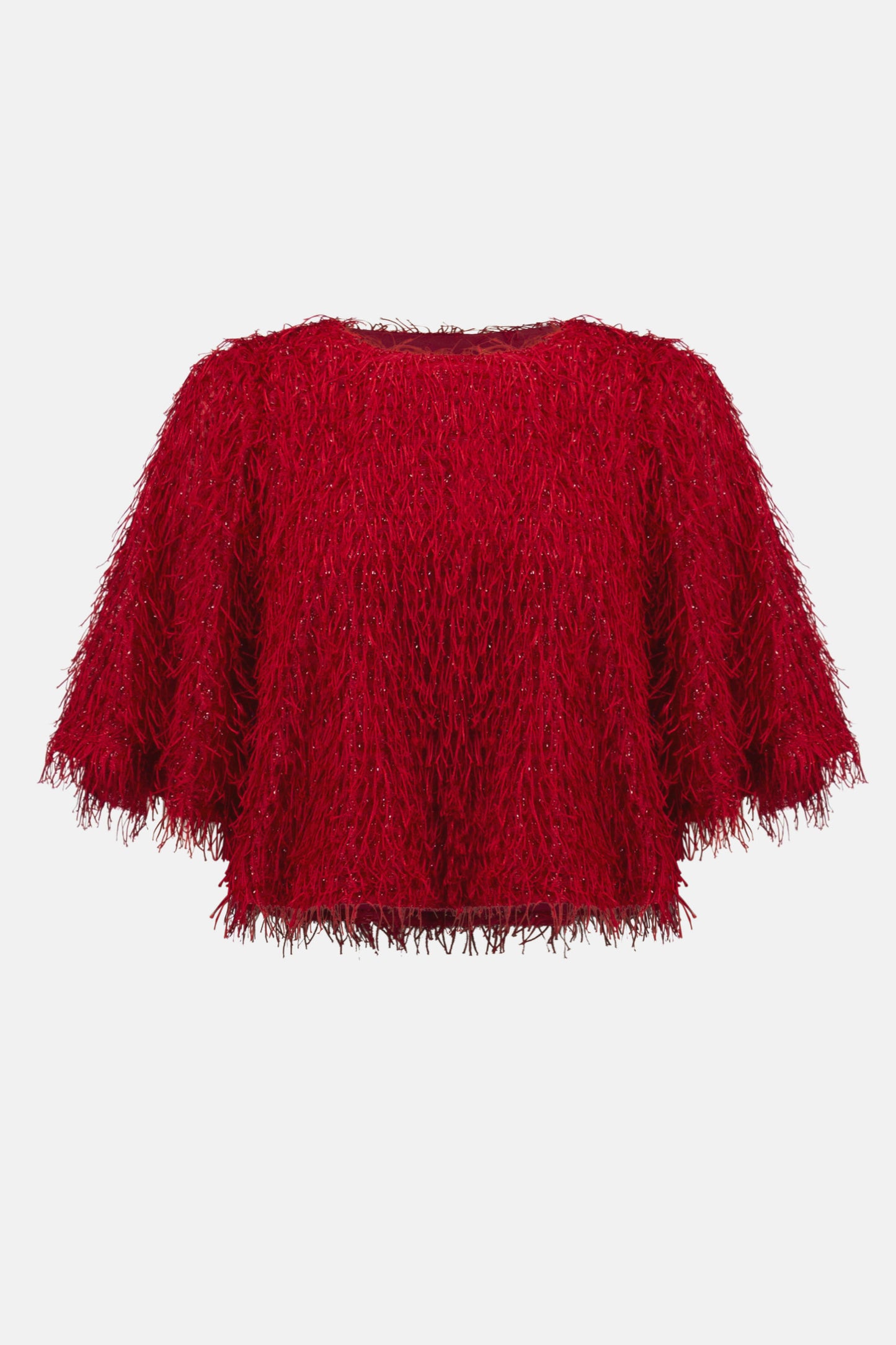 Red Eyelash Fringe Boxy Top. Style JR254105