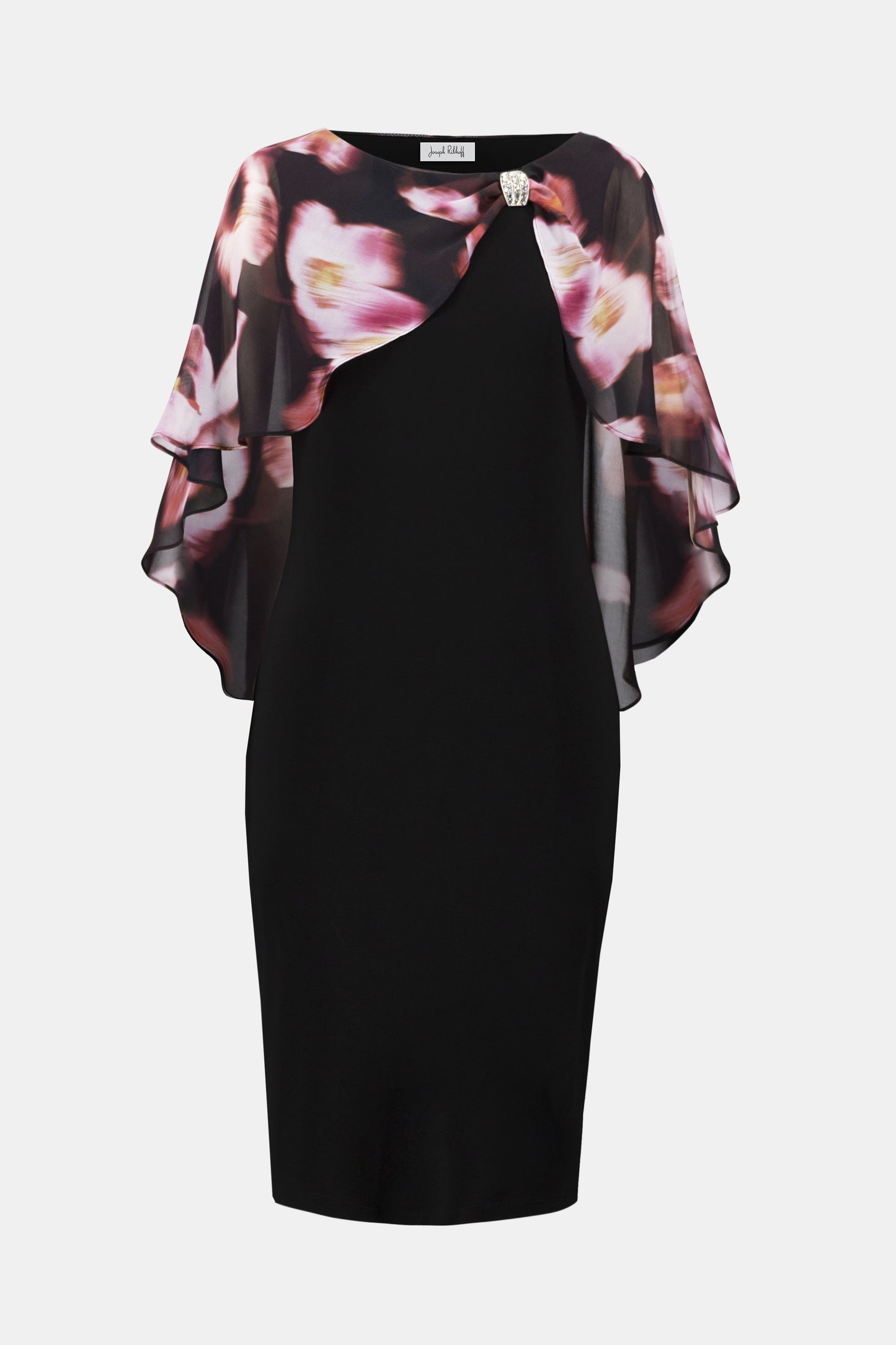 Floral Chiffon Cape Layered Dress. Style JR254164