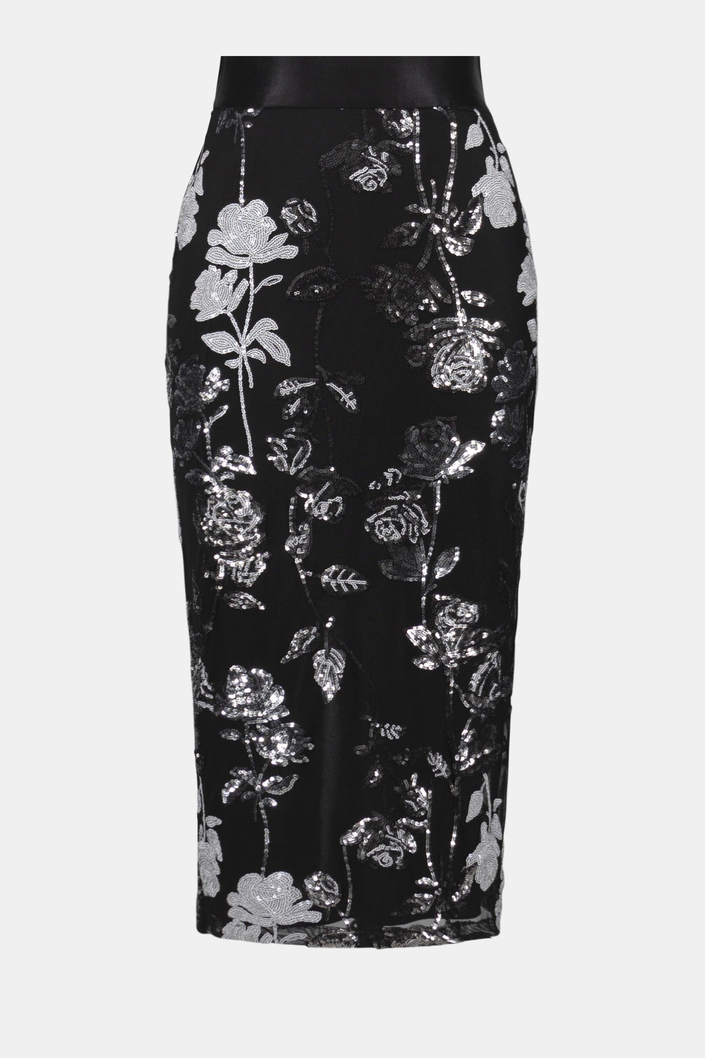 Black Mesh Sequin Floral Overlay Skirt . Style JR254182