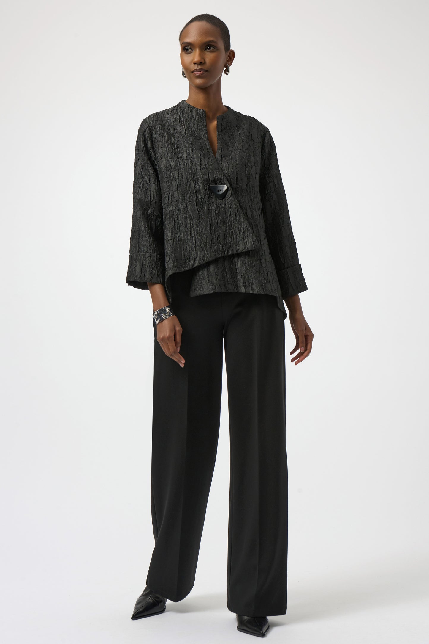 Textured Swing Button Detail Jacket. Style JR254196