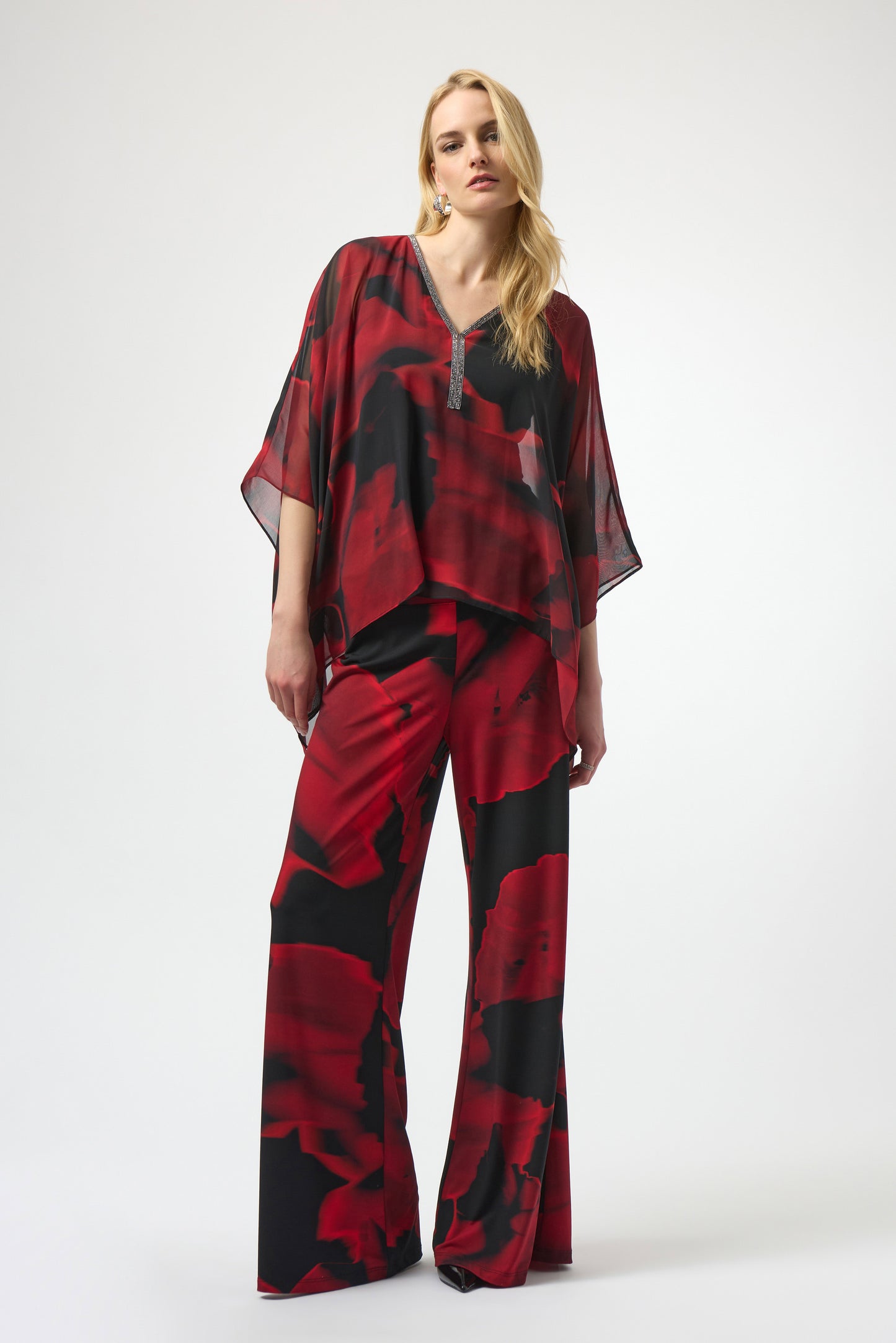 Abstract Poppy Print Wide Leg Pant. Style JR254198
