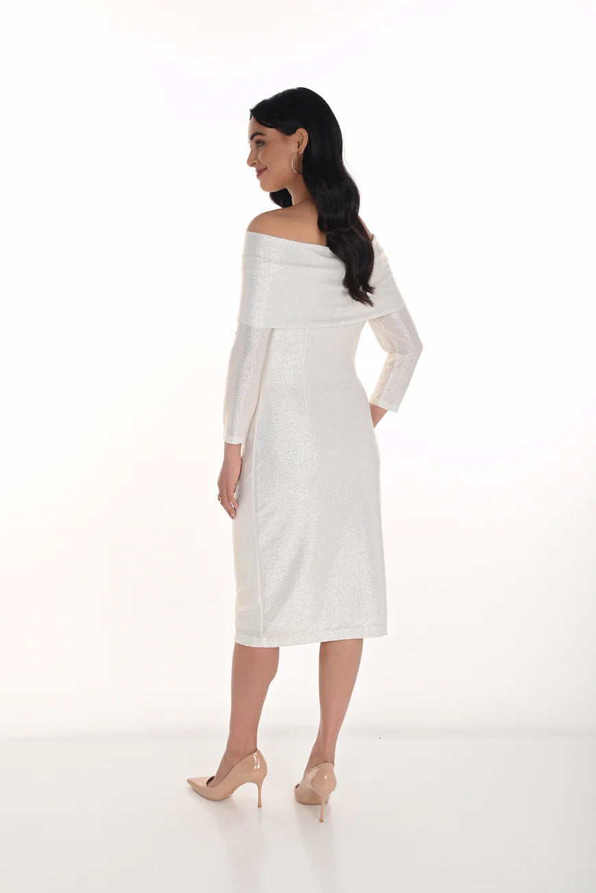 Off Shoulder 1/2 Sleeve Sparkly Knit Dress. Style FL254349
