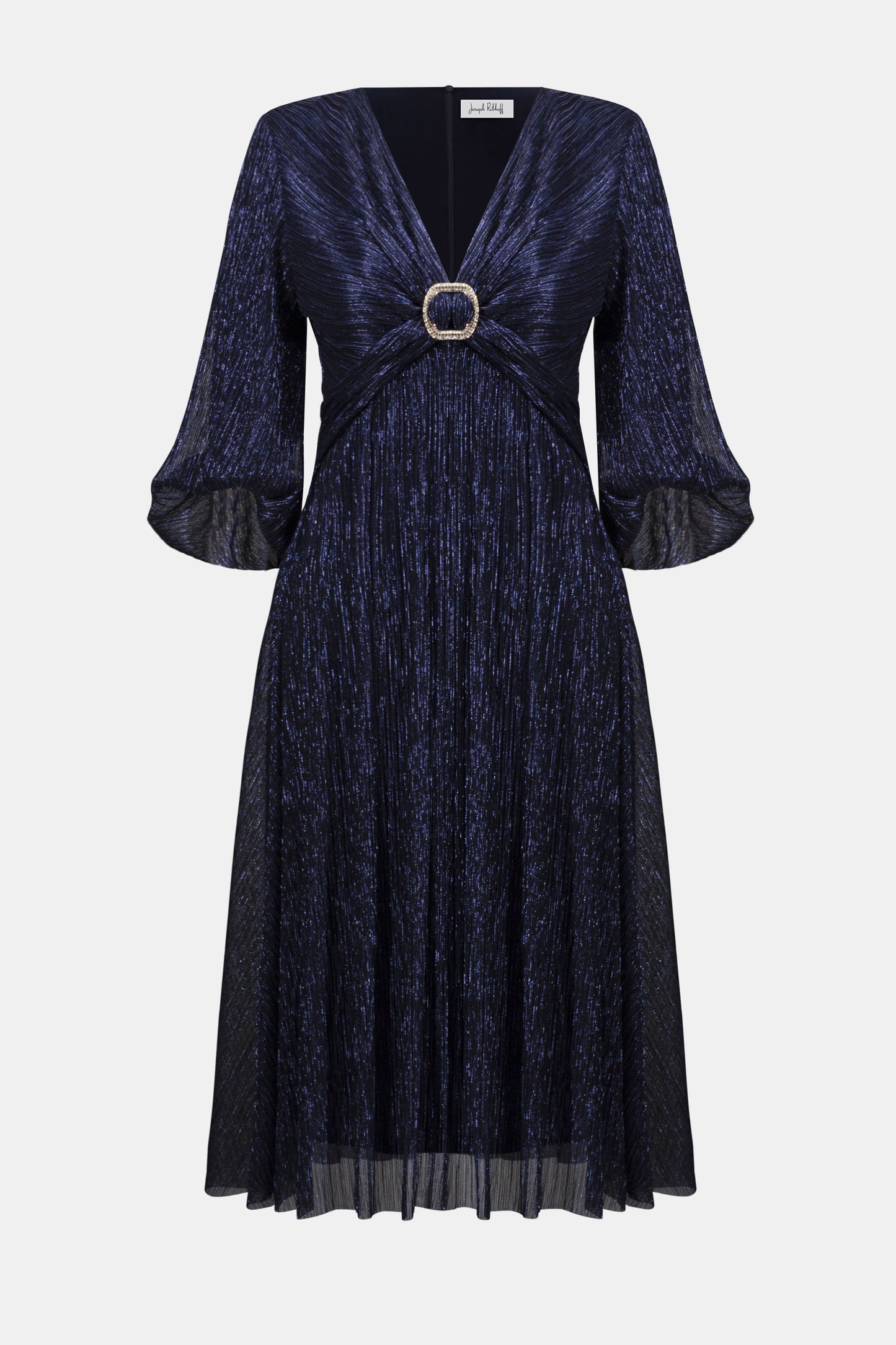 Sparkle Mesh Plissé Fit and Flare Midi Dress. Style JR254735