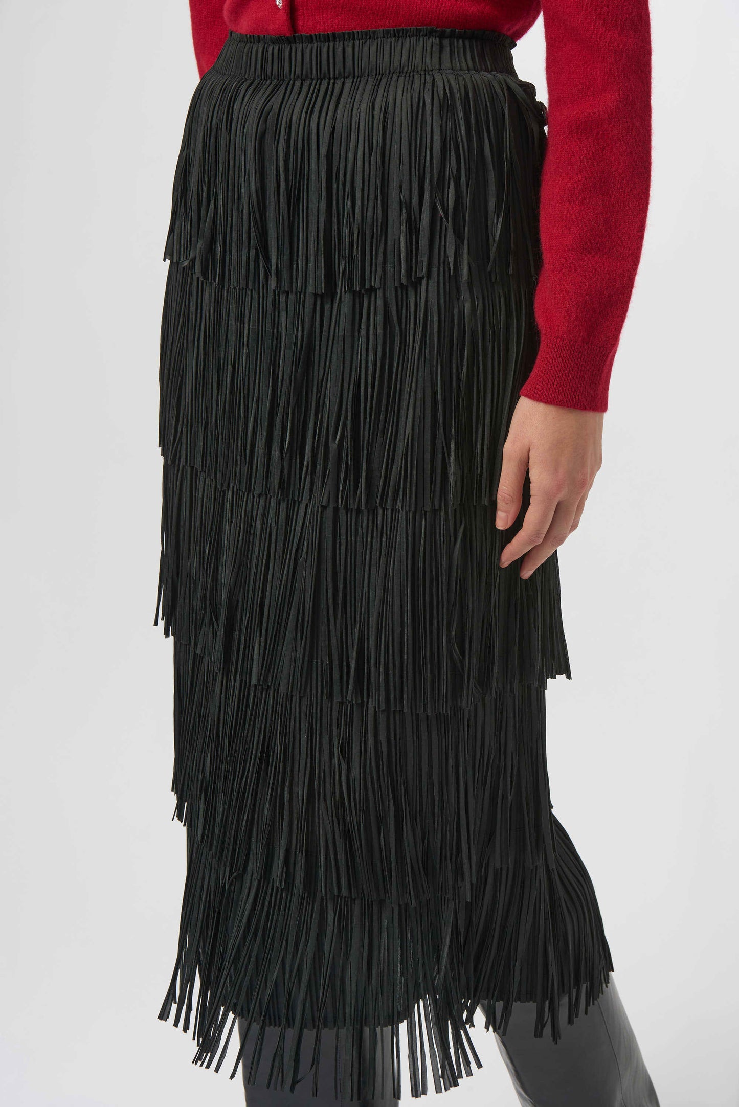 Tiered Fringe Pleated Pencil Skirt. Style JR254901