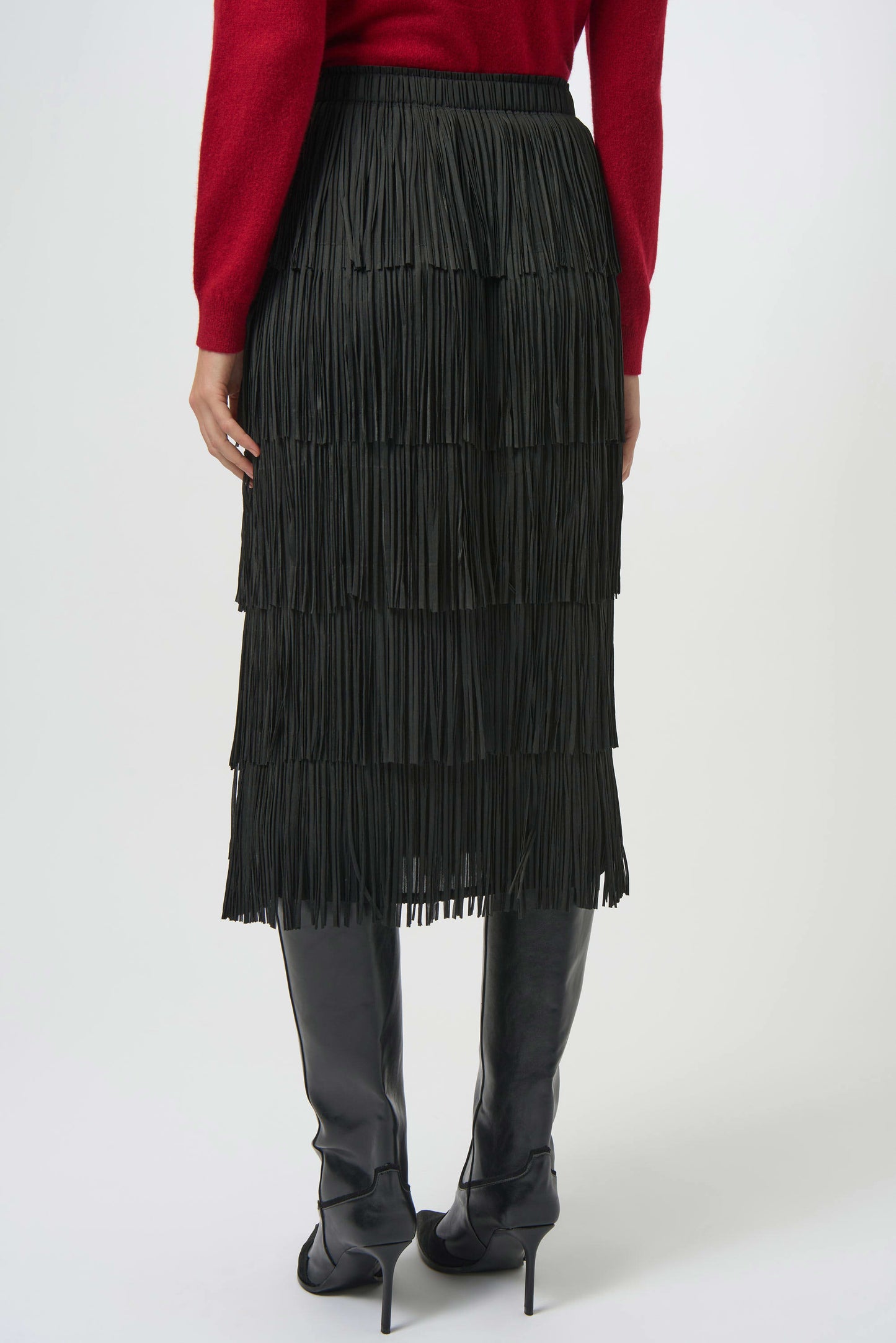 Tiered Fringe Pleated Pencil Skirt. Style JR254901