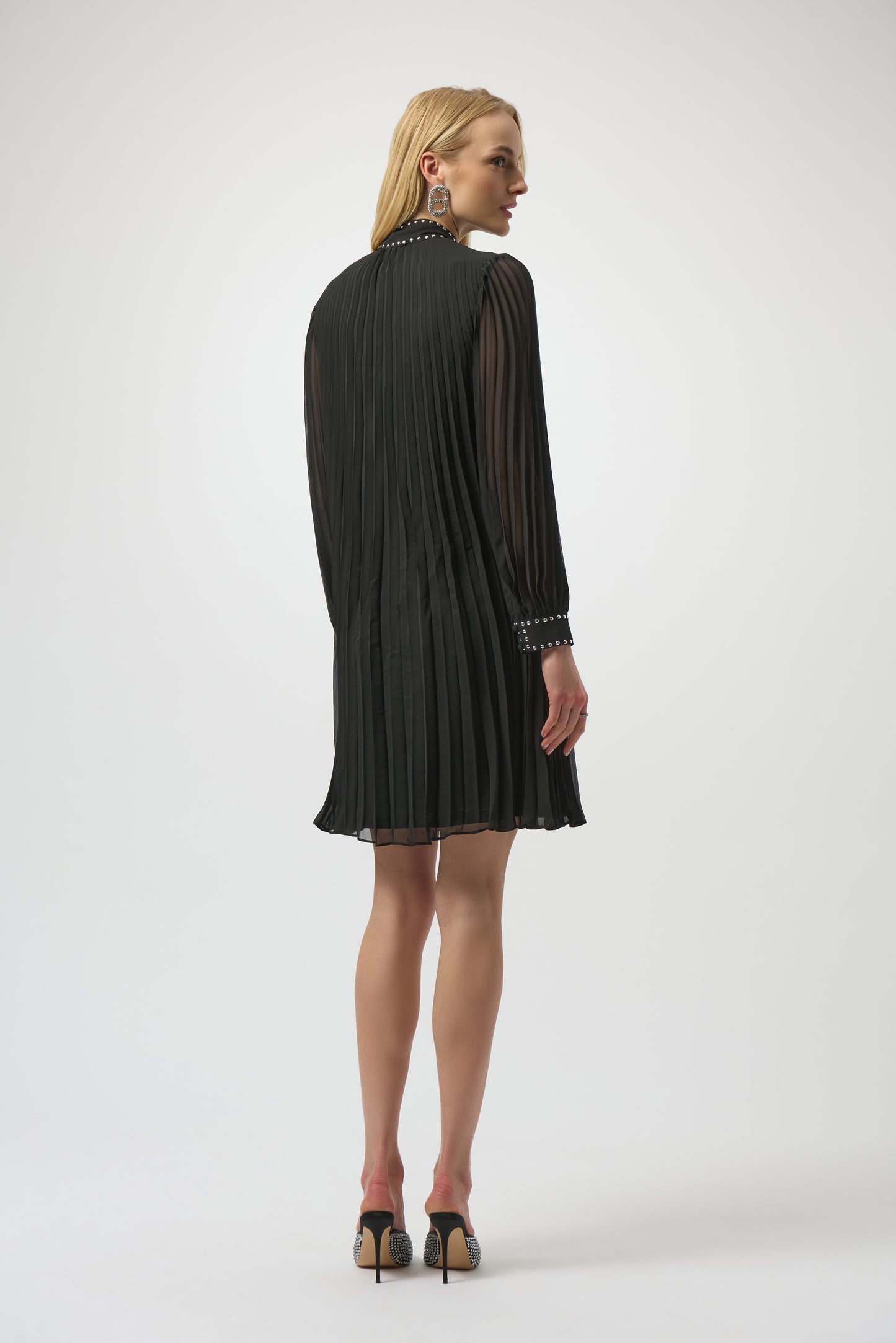 Pleated Chiffon A-Line Necktie Dress. Style JR254902