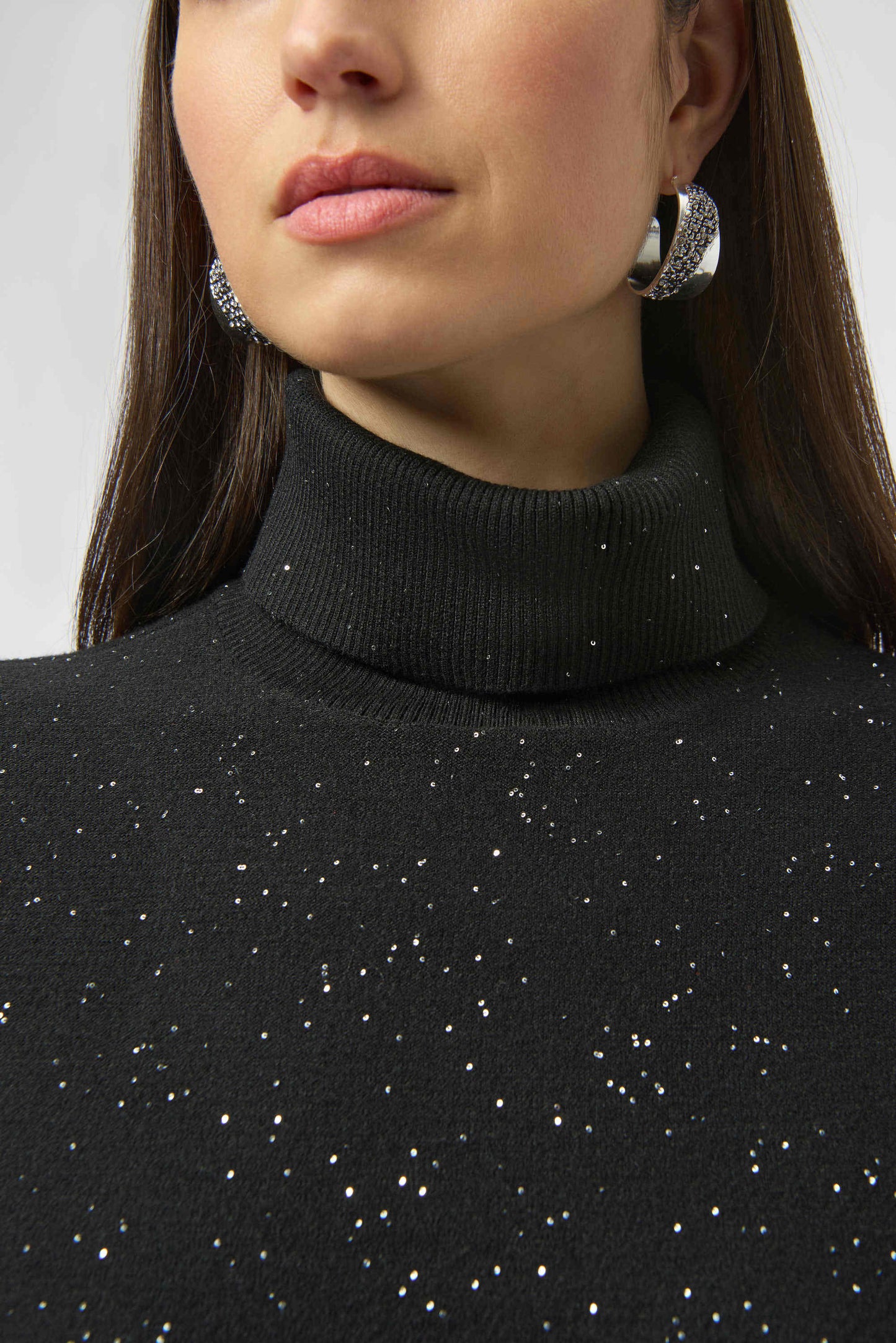 Sequined Sweater Knit Turtleneck Sheath Dress. Style JR254932