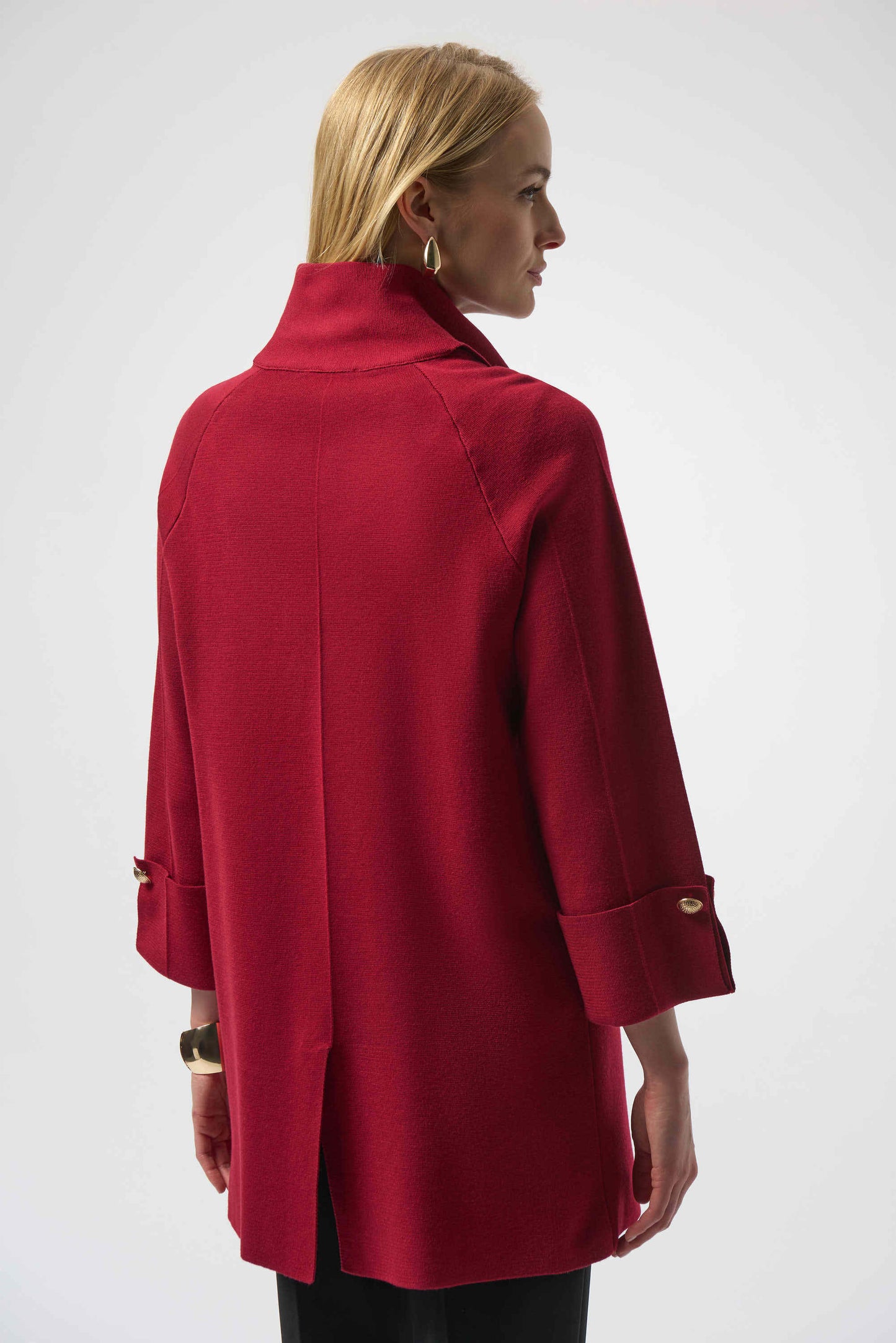 Sweater Knit Overlap Collar Coat. Style JR254956