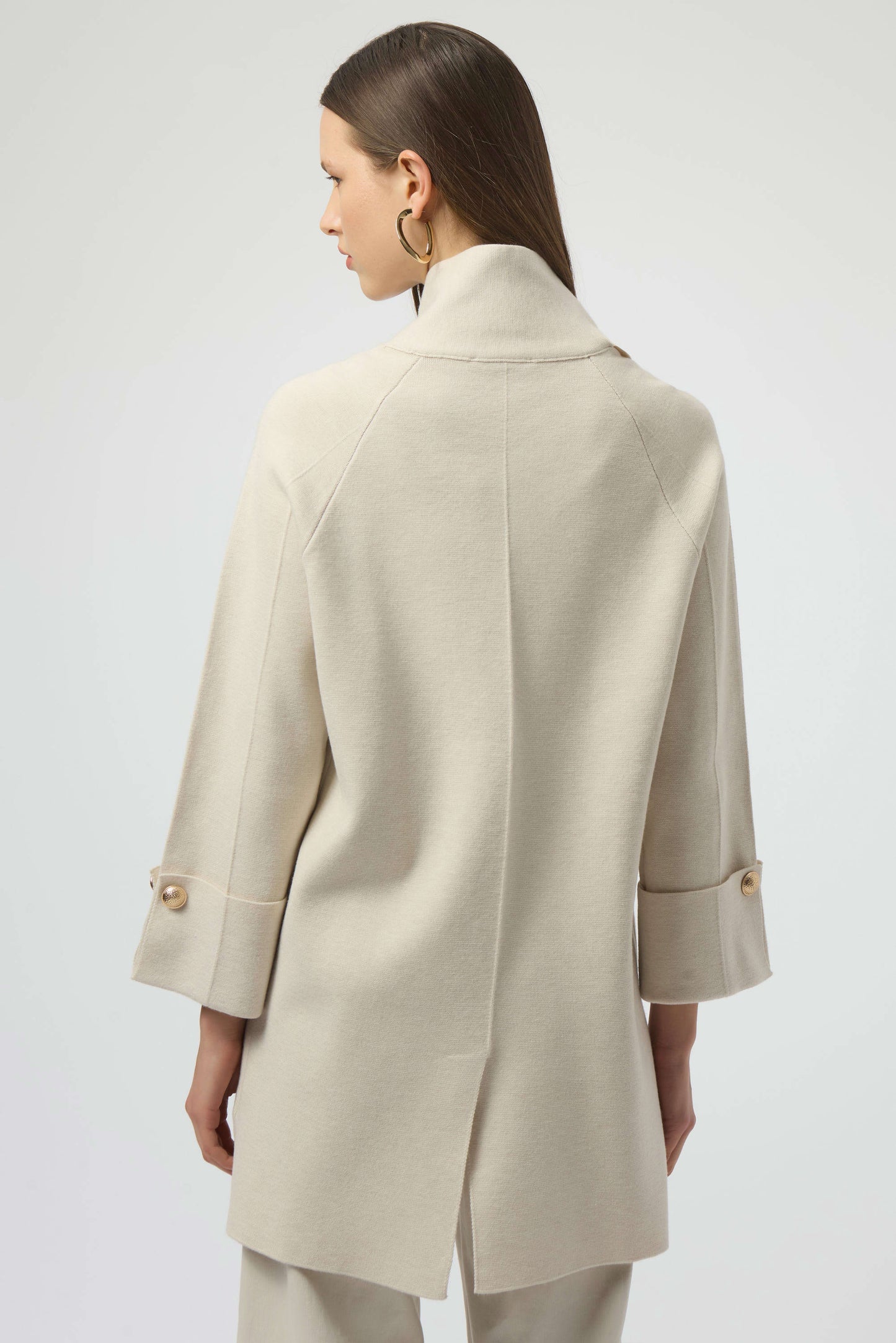 Sweater Knit Overlap Collar Coat. Style JR254956