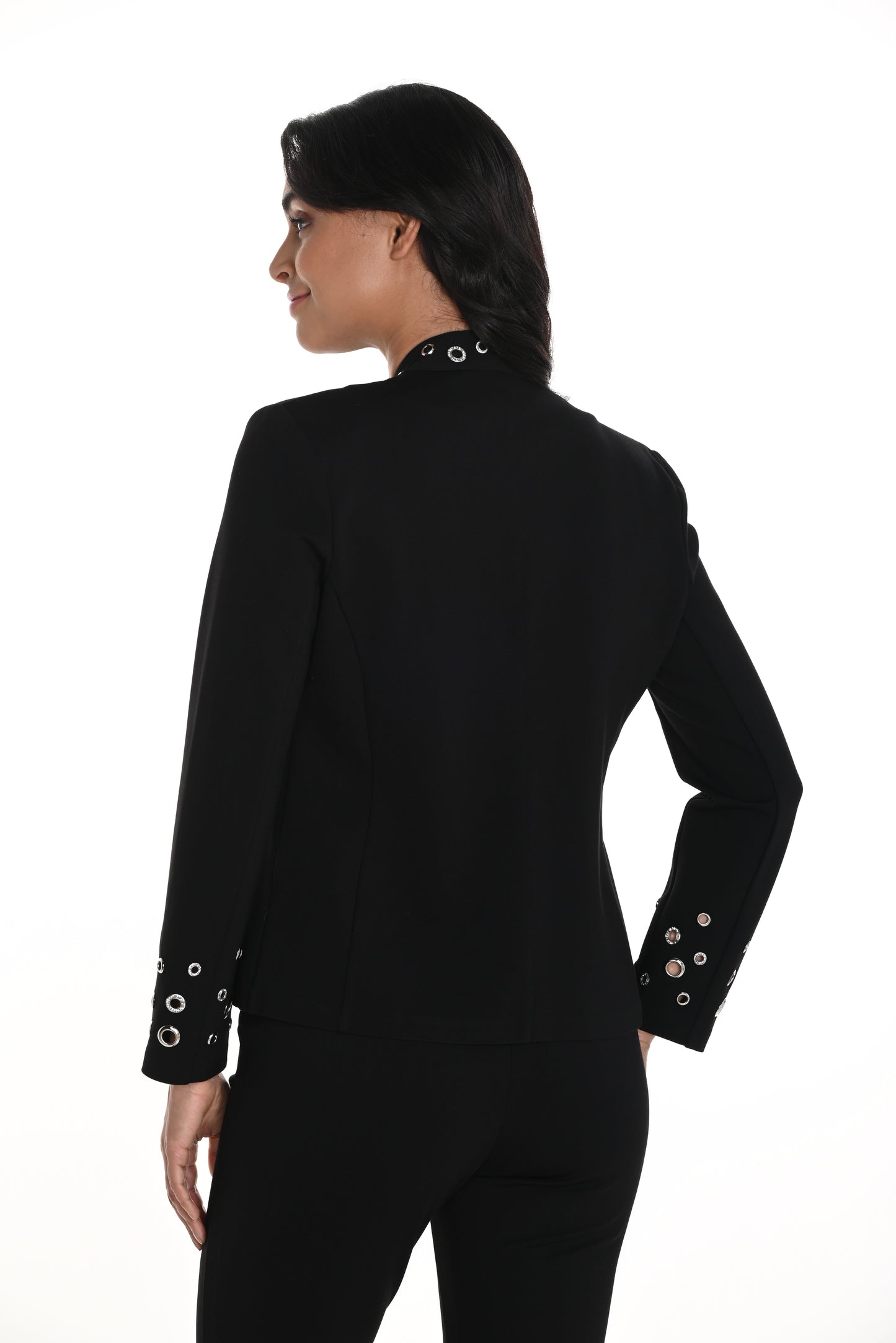 Metal Grommet Trim Jacket. Style FL256776U