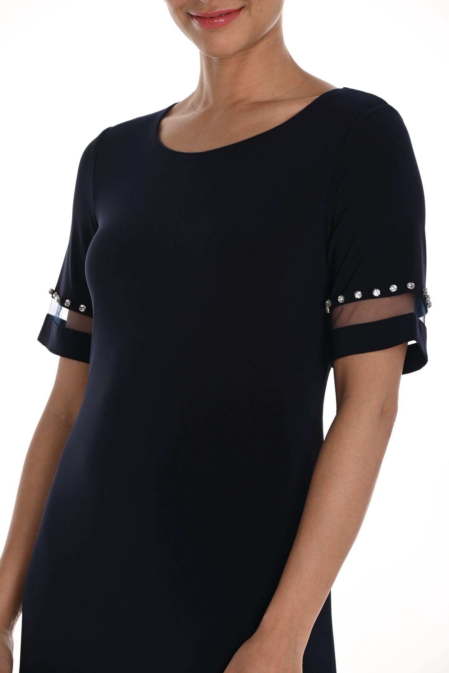 Mesh Trim Insert Fit & Flare Dress. Style FL258713