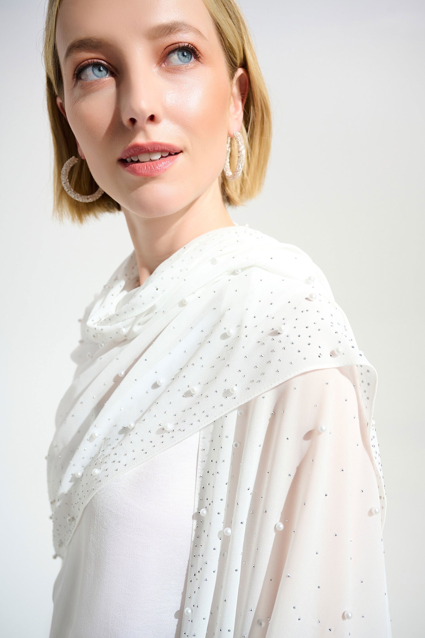 Chiffon Rhinestones & Pearls Scarf. Style JR261755