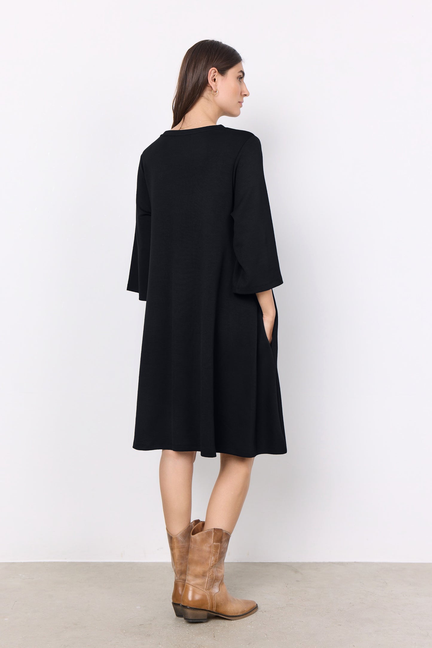3/4 Sleeve Flared Skirt Midi Length Dress. Style SOYA4F26307