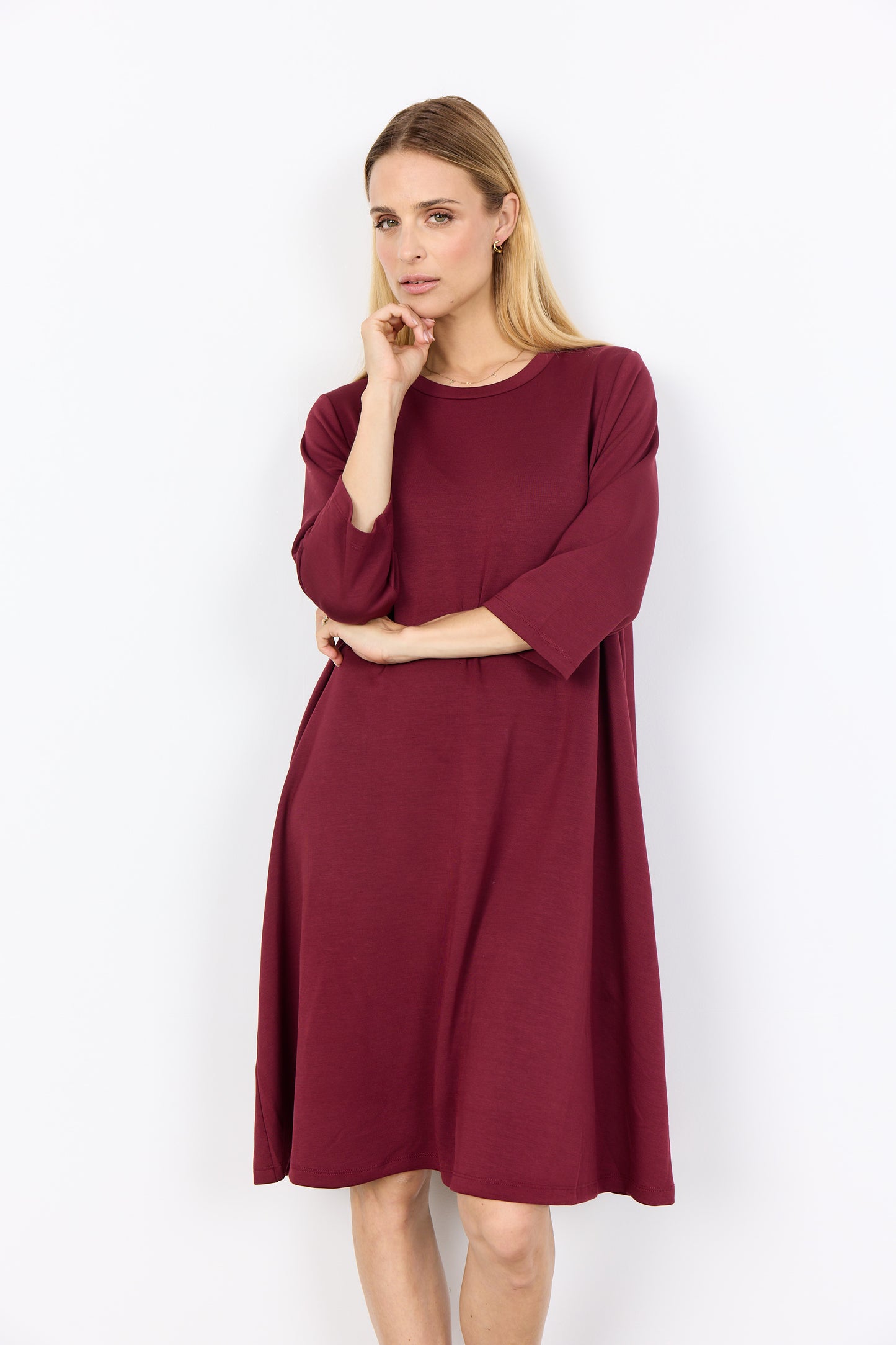3/4 Sleeve Flared Skirt Midi Length Dress. Style SOYA4F26307