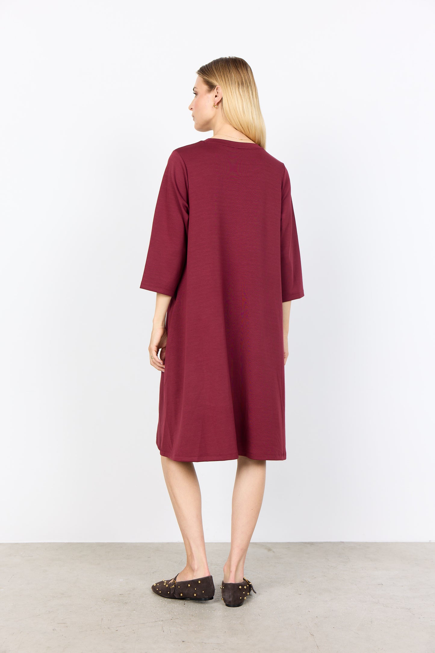 3/4 Sleeve Flared Skirt Midi Length Dress. Style SOYA4F26307