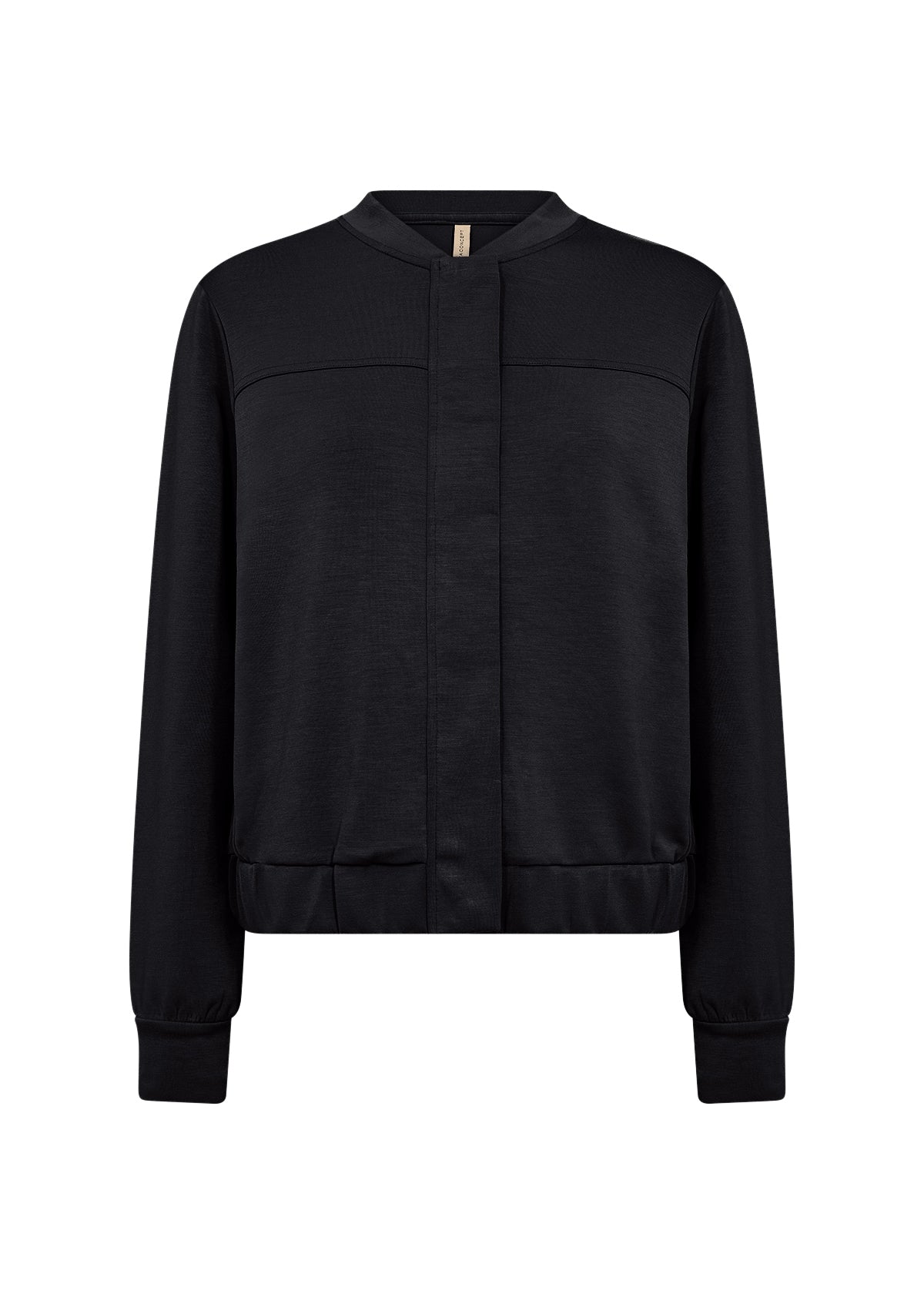 Black Button Front Bomber Jacket. Style SOYA4PF26942