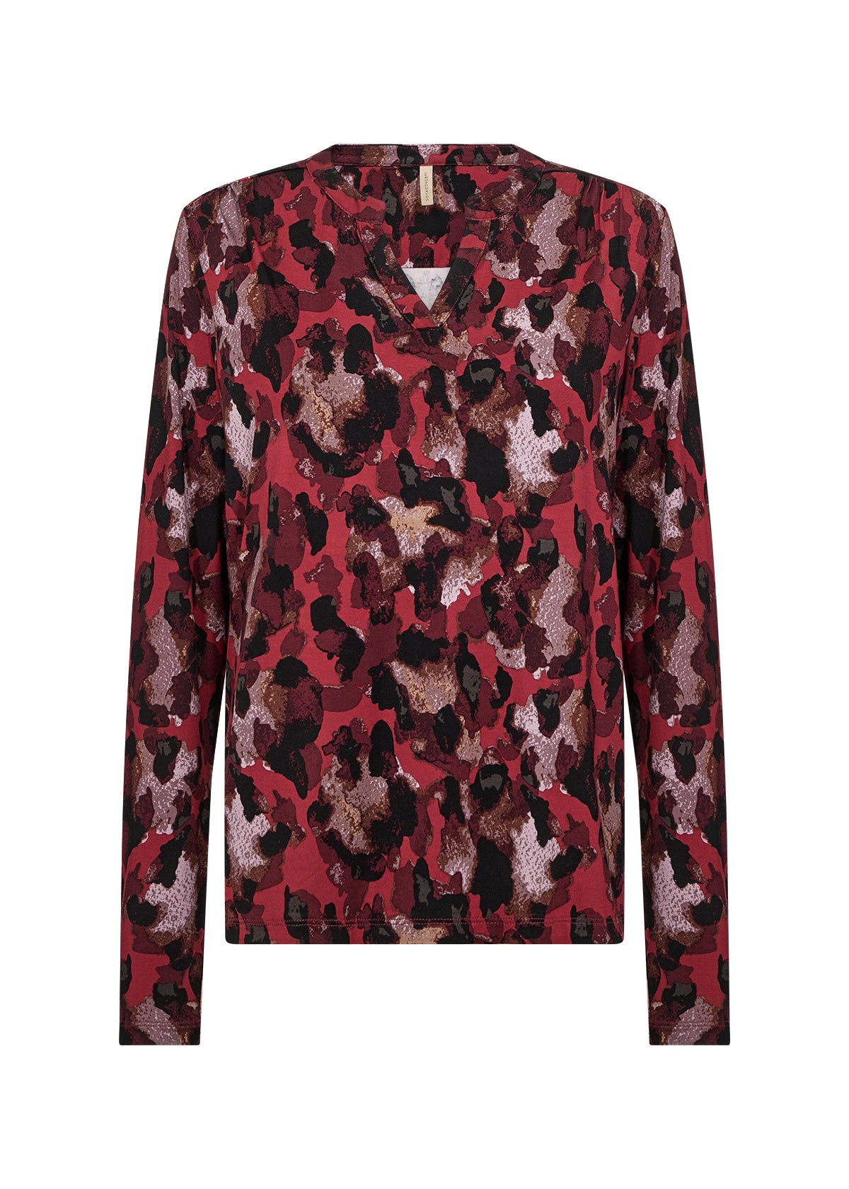 V-Neck Long Sleeve Abstract Print Top. Style SOYA4F27247