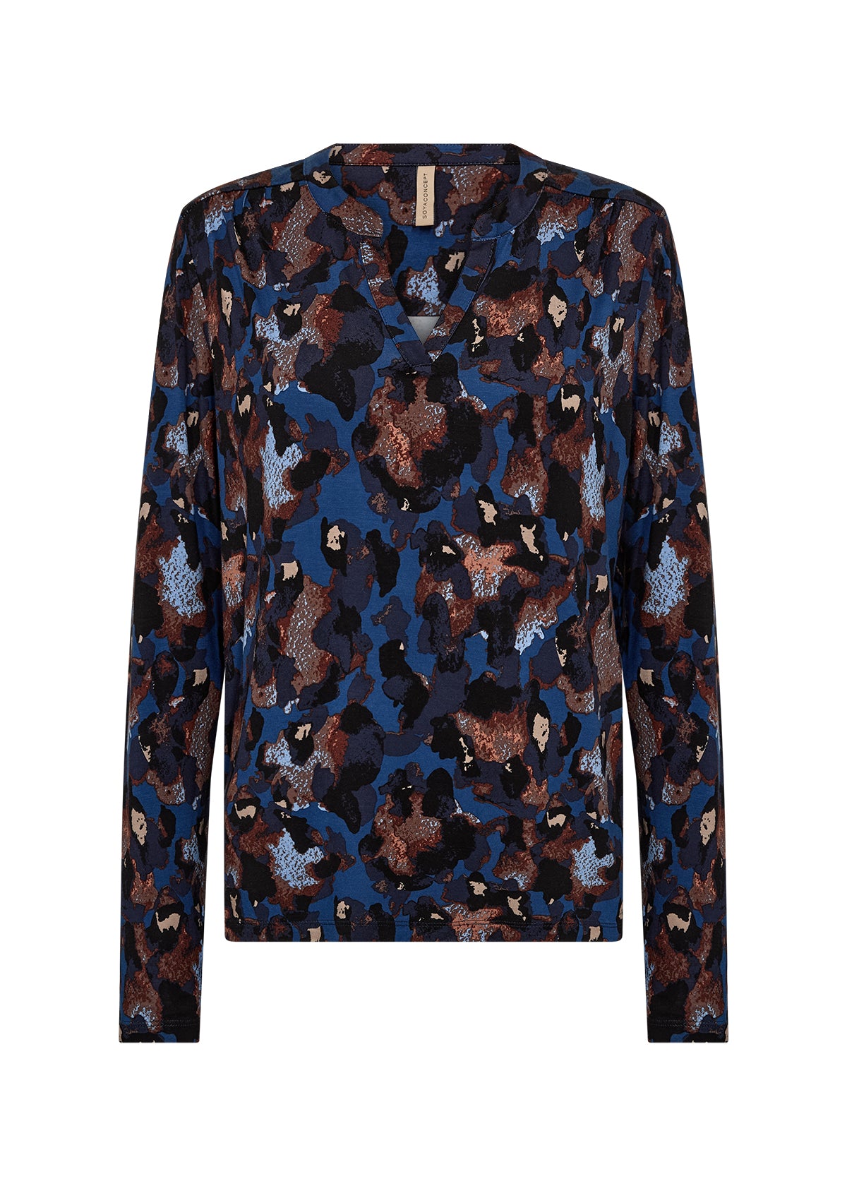 V-Neck Long Sleeve Abstract Print Top. Style SOYA4F27247