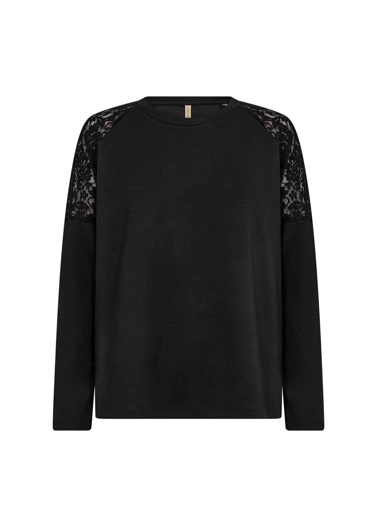 Black Shoulder Lace Detail Pull-Over Sweater. Style SOYA4F27267
