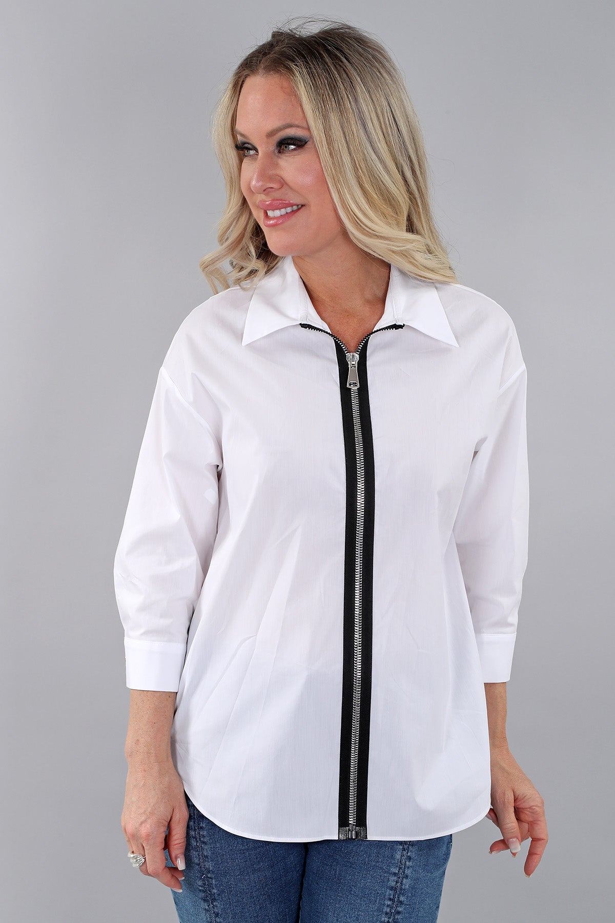 Zip Front Stretch Top. Style MT25S2822