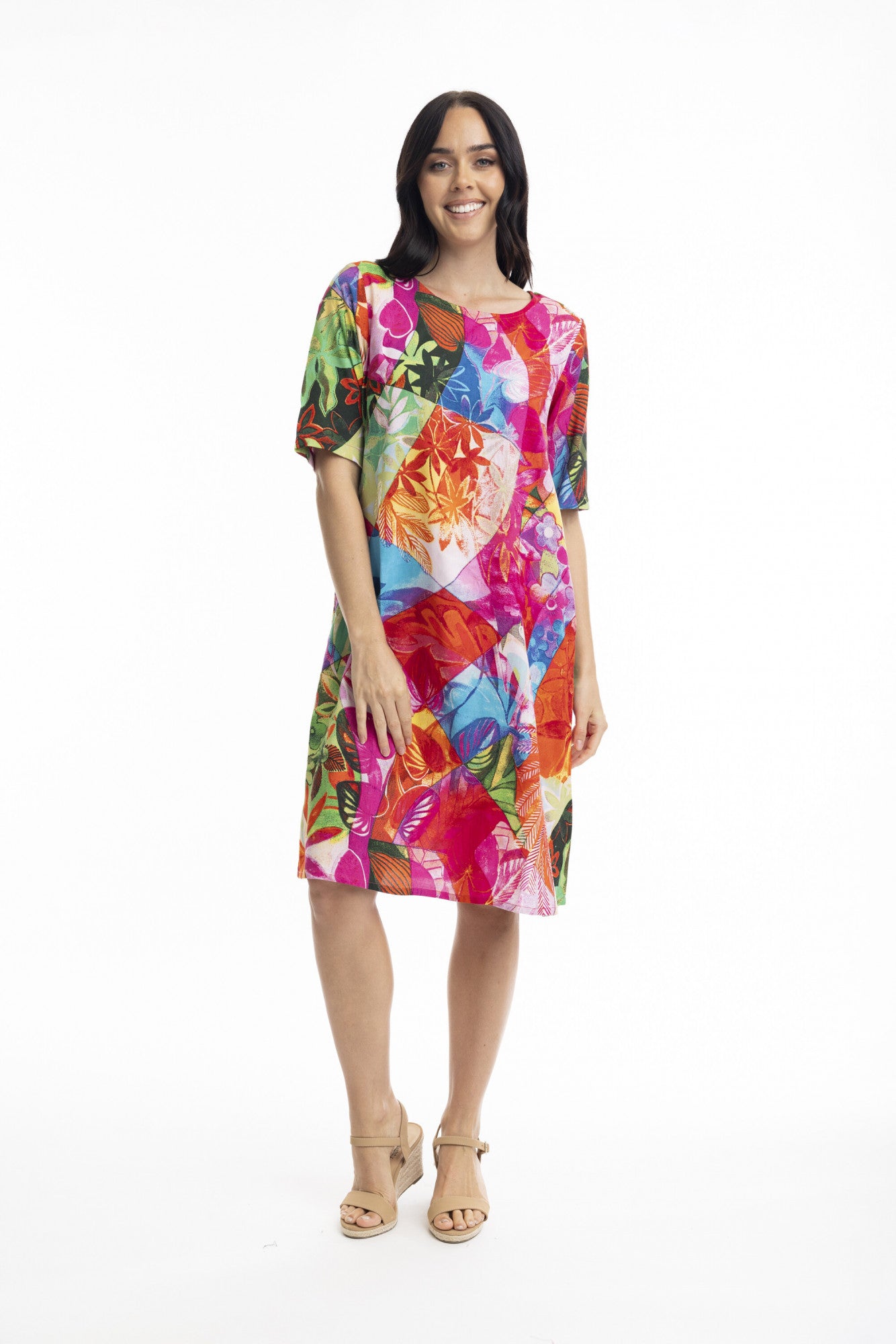 Jozani Short Sleeve Printed Dress. Style ORi30057