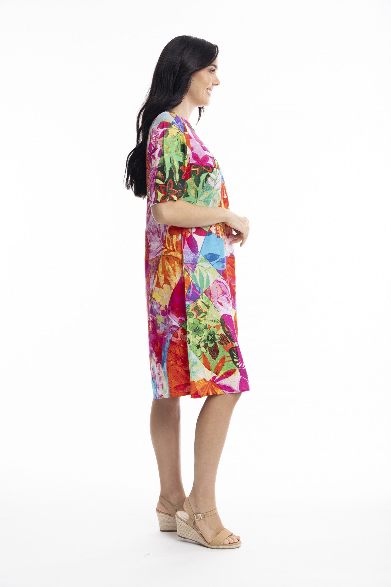 Jozani Short Sleeve Printed Dress. Style ORi30057