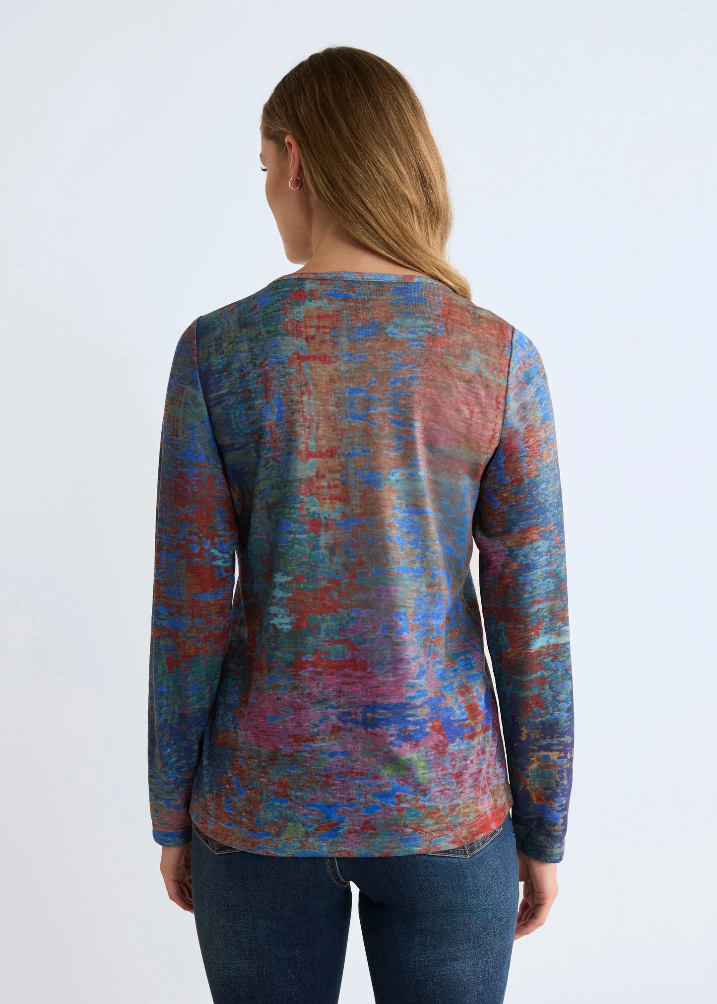 "Autumn Reflection" V-Neck Long Sleeve Top. Style FD3953451