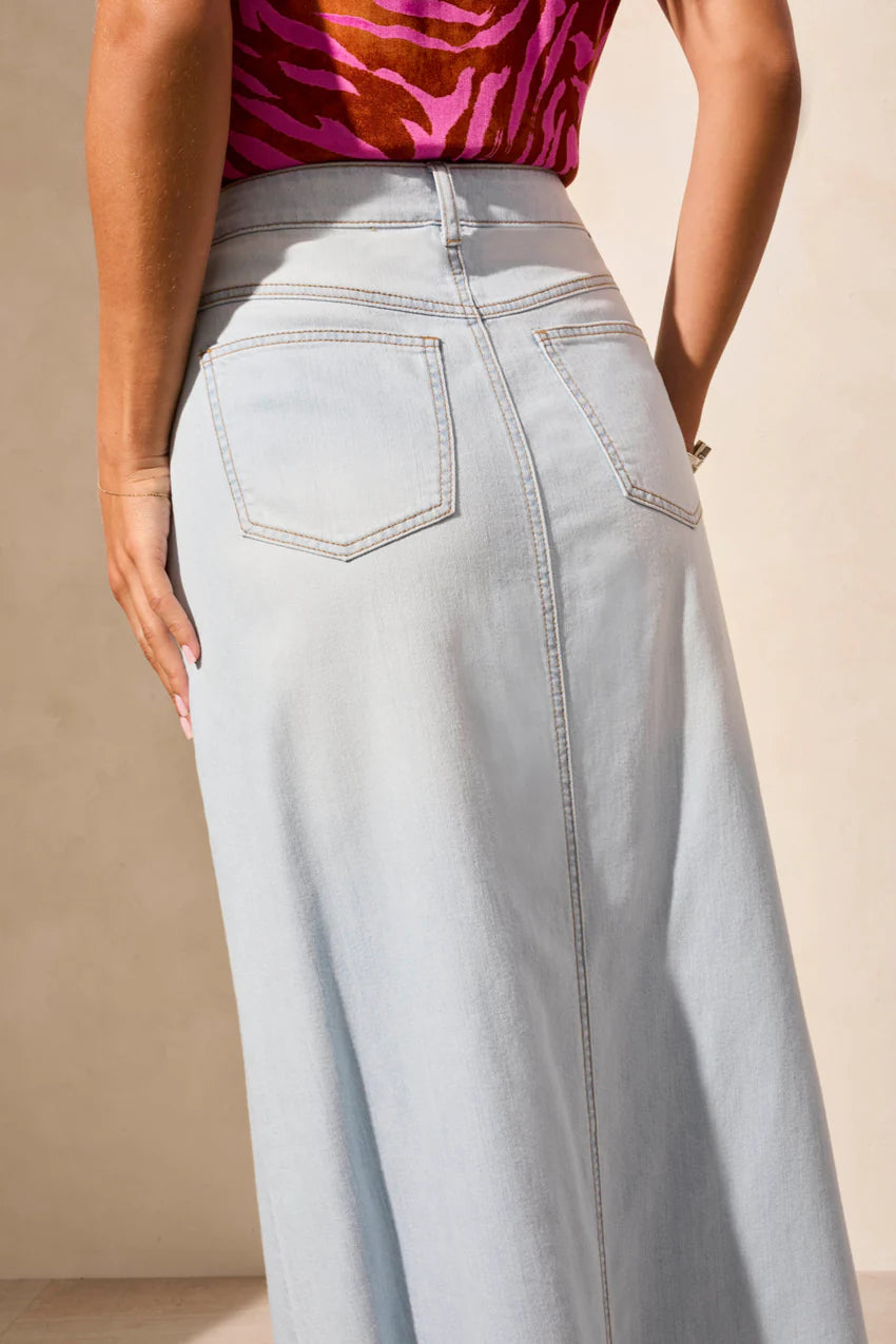 Full Length Soft Denim Skirt. Style TR5407O-4984