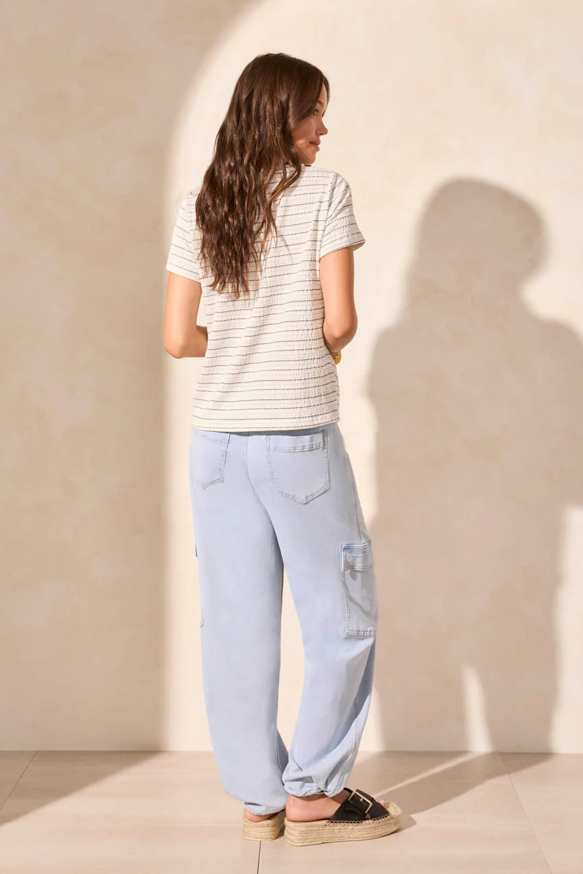 Textured Front Knot Crew Neck Top. Style TR5736O-5232