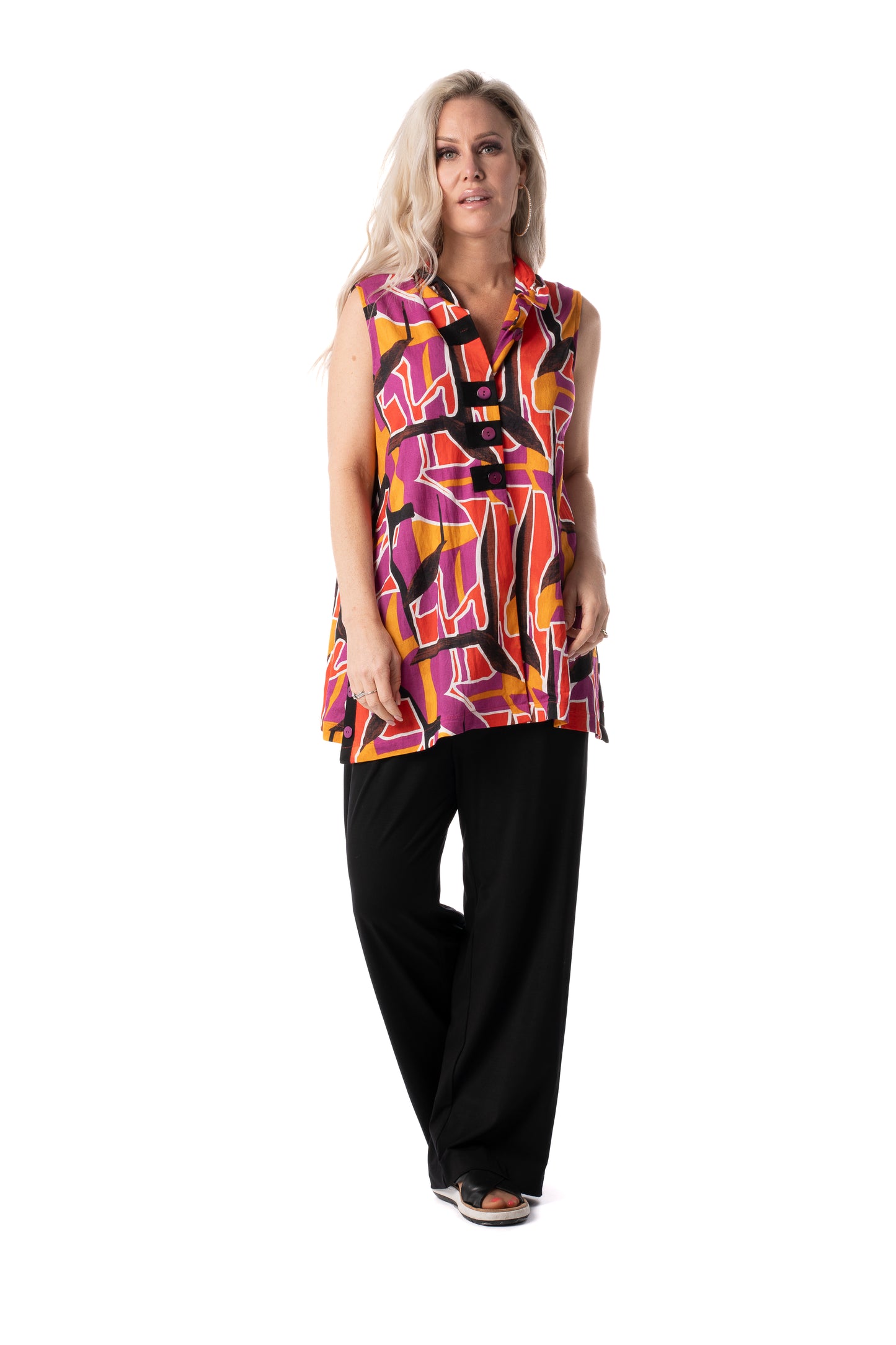 Button Front Pocket Top. Style PE585-4998