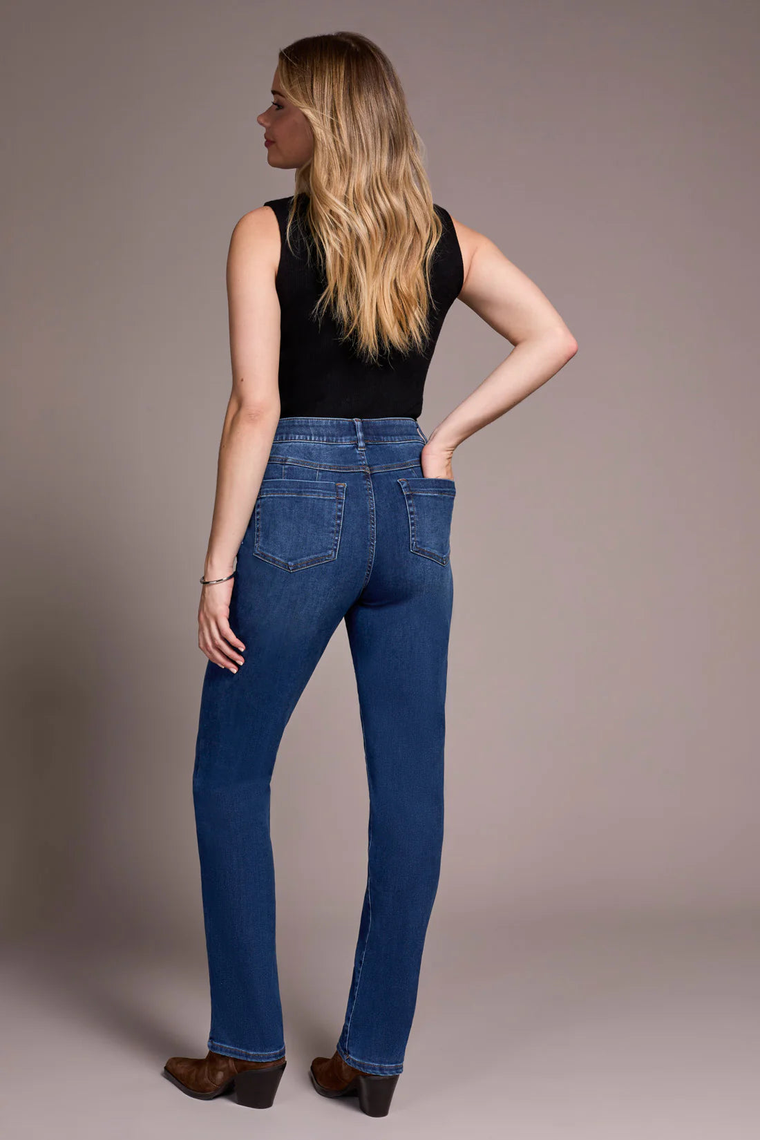 Sophia Pull-On Straight Leg Elastic Waist Jean. Style TR5859O-5100