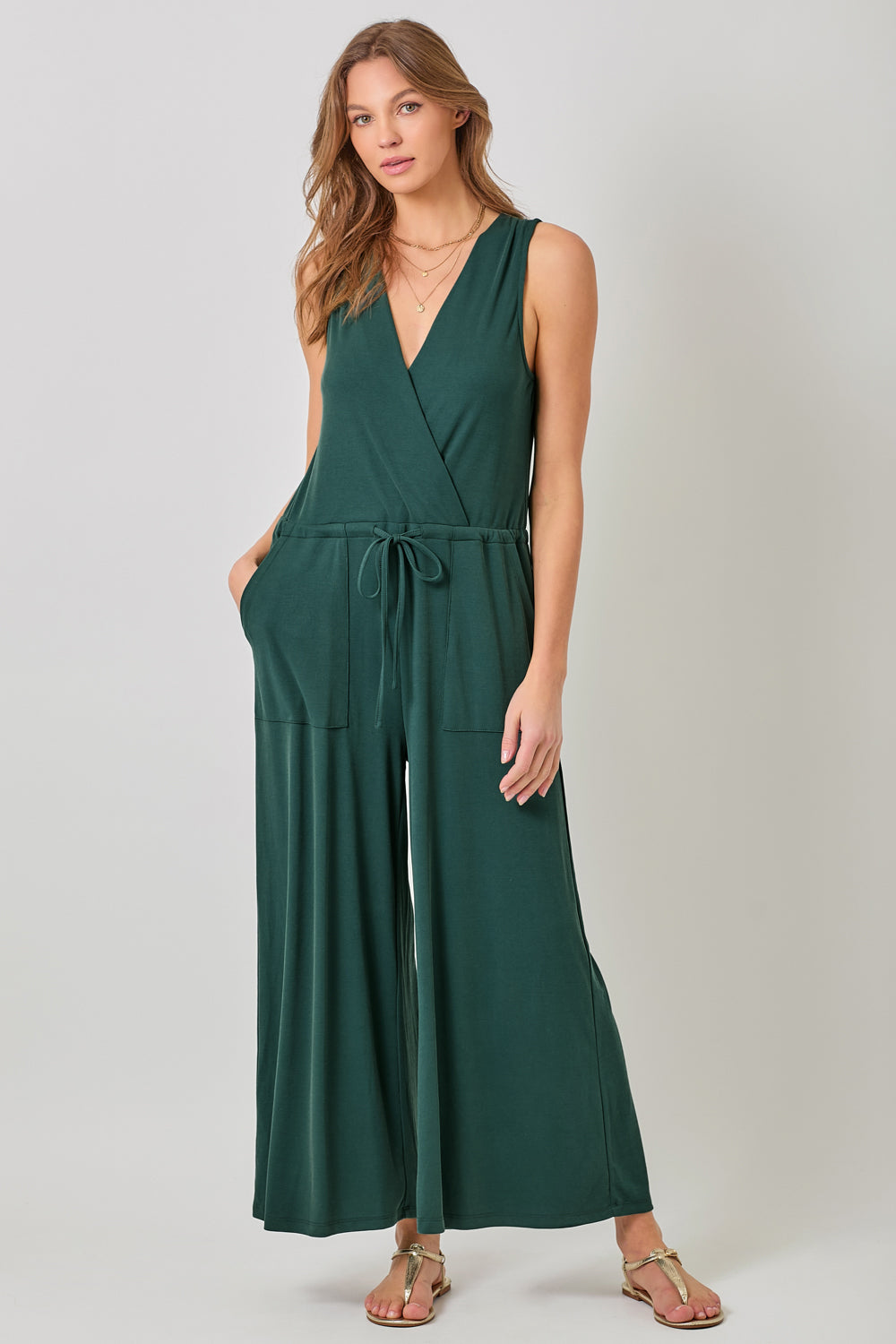 Tie Front Wide Leg Jumpsuit. Style MYS60549-SP25B