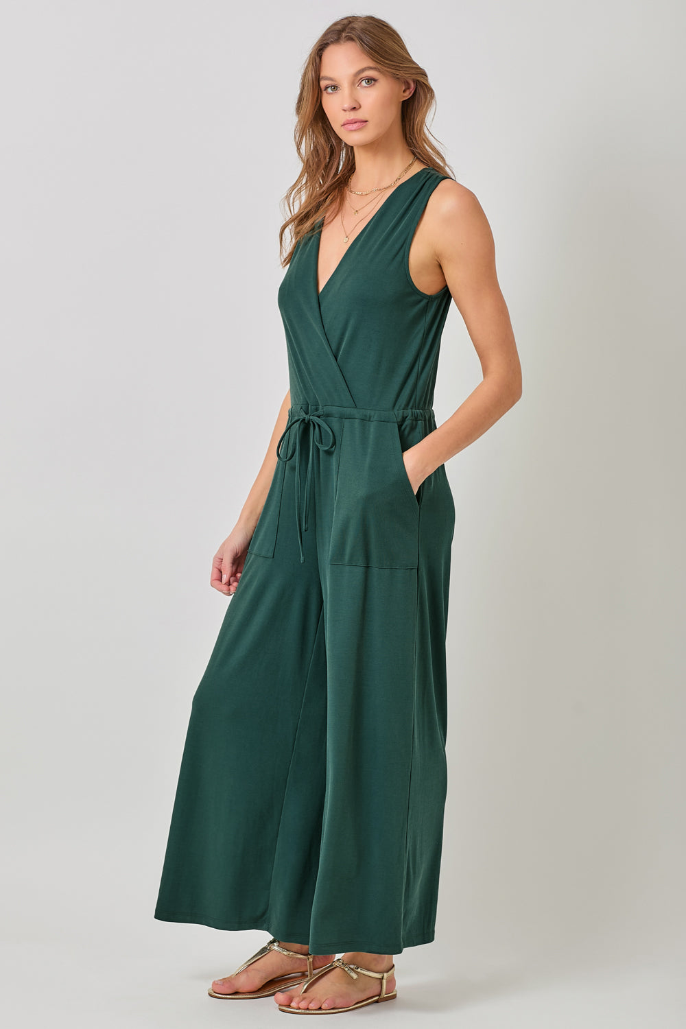 Tie Front Wide Leg Jumpsuit. Style MYS60549-SP25B