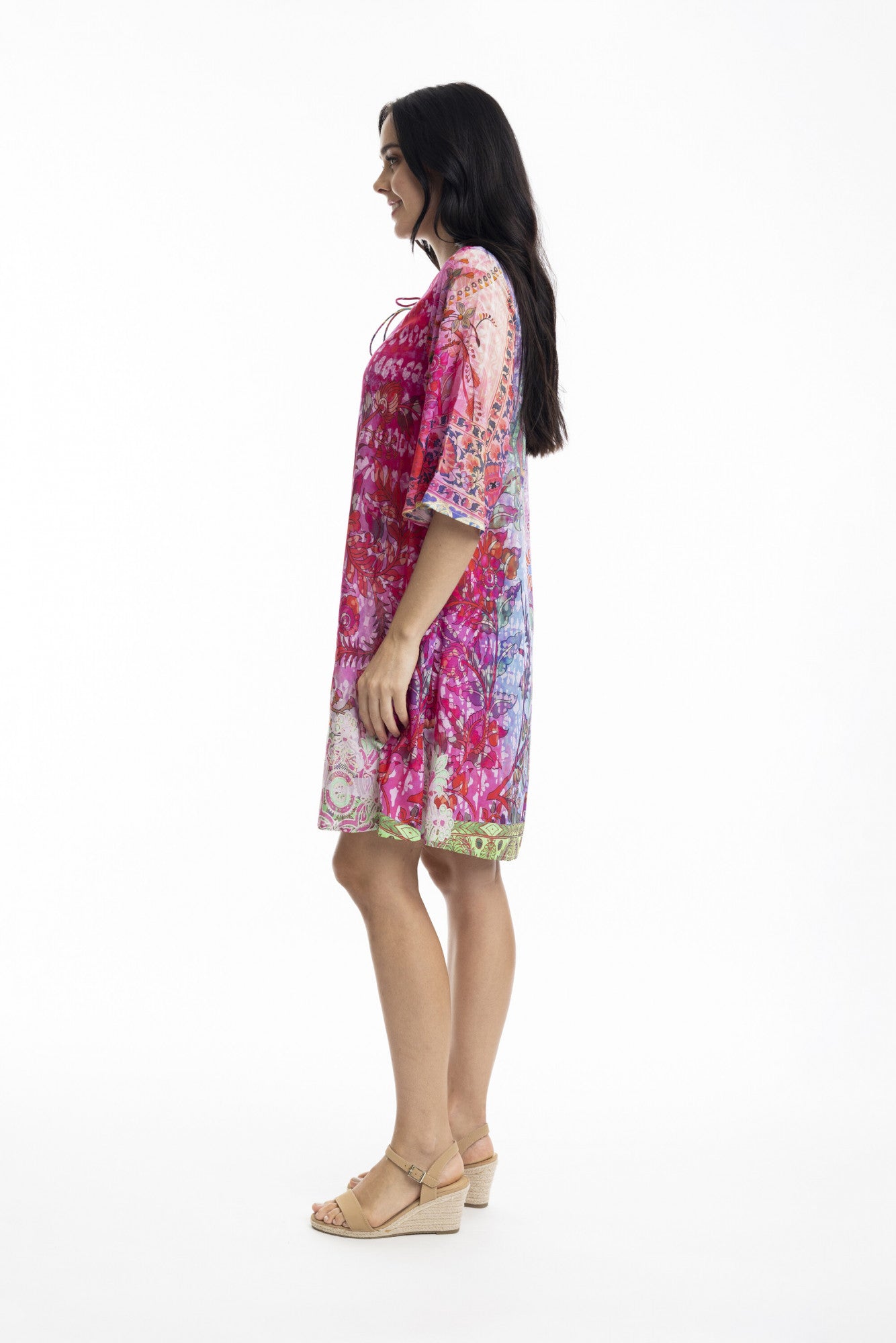 Digital Rambagh Bell Sleeve Dress. Style ORI71486