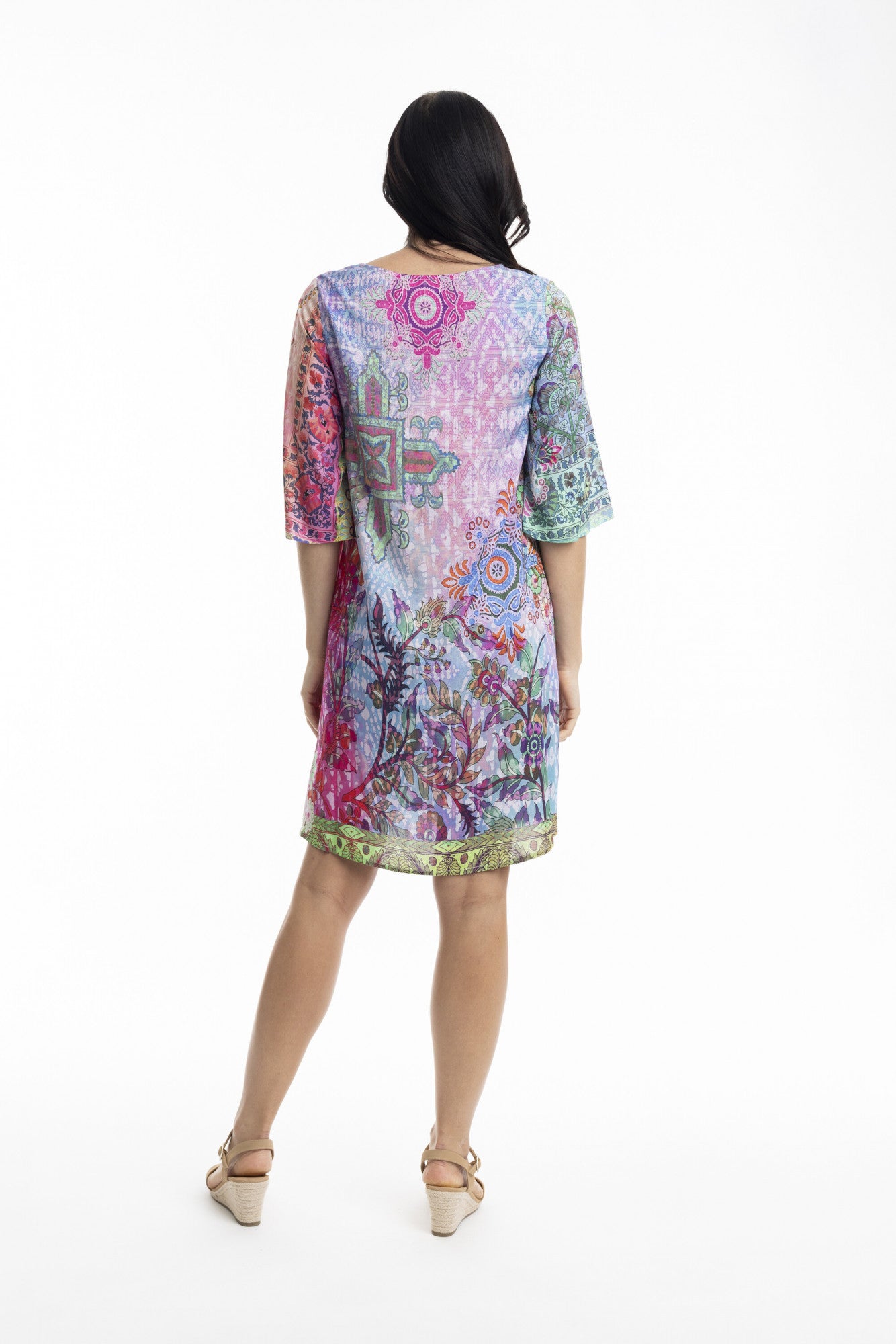 Digital Rambagh Bell Sleeve Dress. Style ORI71486