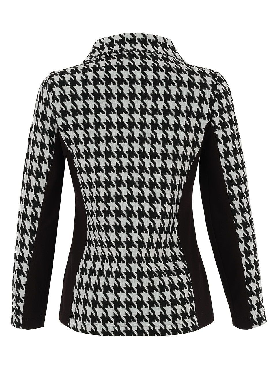 Zip Front Houndstooth Collared Jacket. Style DOLC75103
