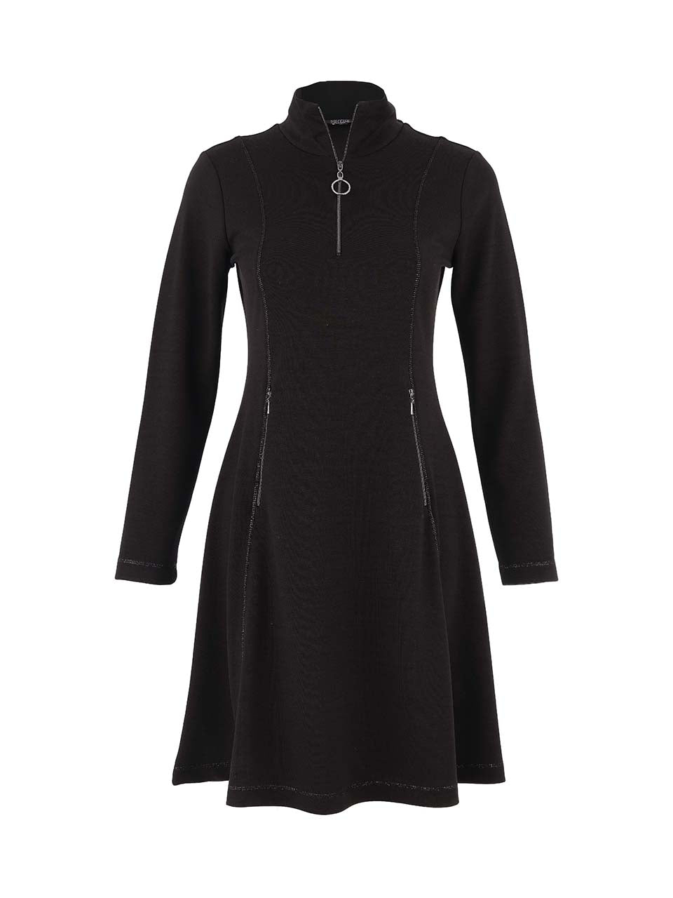 Fit & Flare Zip Pockets Sparkle Seams Dress. Style DOLC75177