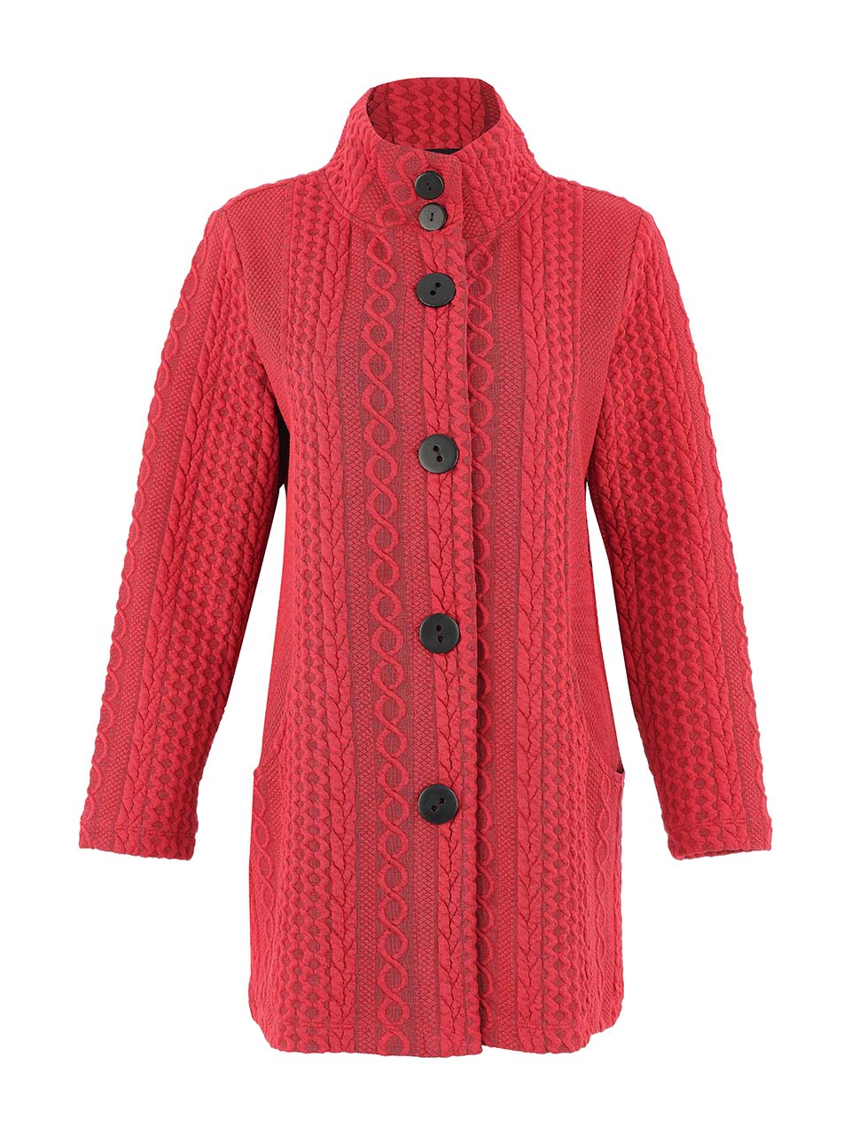 Button Front Cable Knit Jacket . Style DOLC75210
