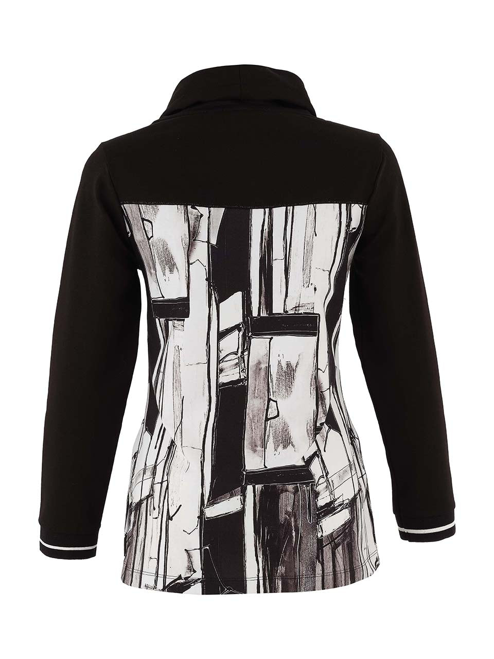 "Baisti" Artist Print Cowl Neck Long Sleeve Top. Style DOLC75633