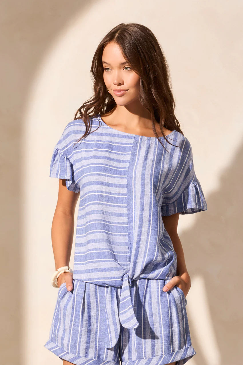 Tie Front Frill Sleeve Top. Style TR7710O-4400
