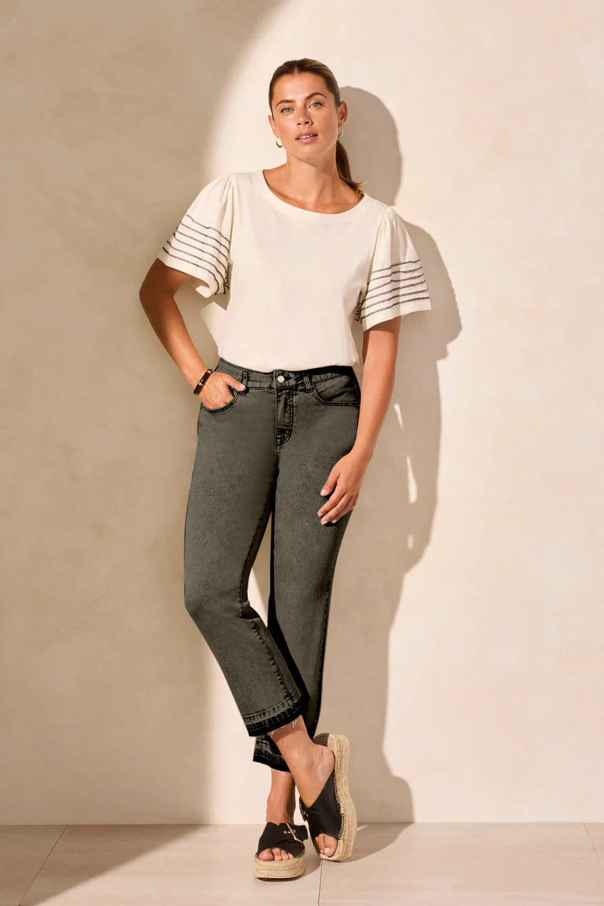 Sophia Curvey Micro Flare Cropped Jean. Style TR7735O-2020W