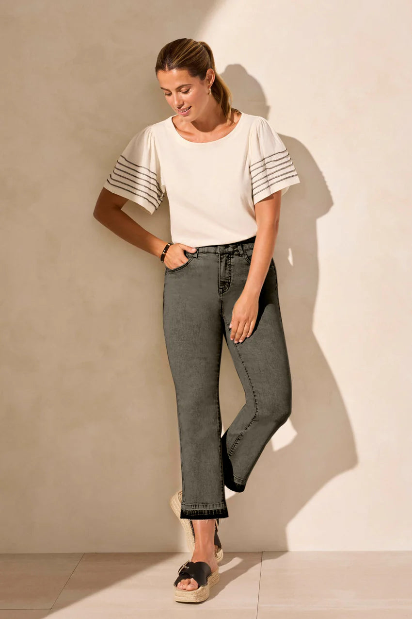 Sophia Curvey Micro Flare Cropped Jean. Style TR7735O-2020W