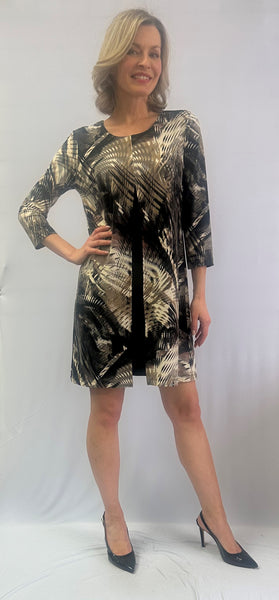 Layered Front Slit Printed Dress. Style SW87280